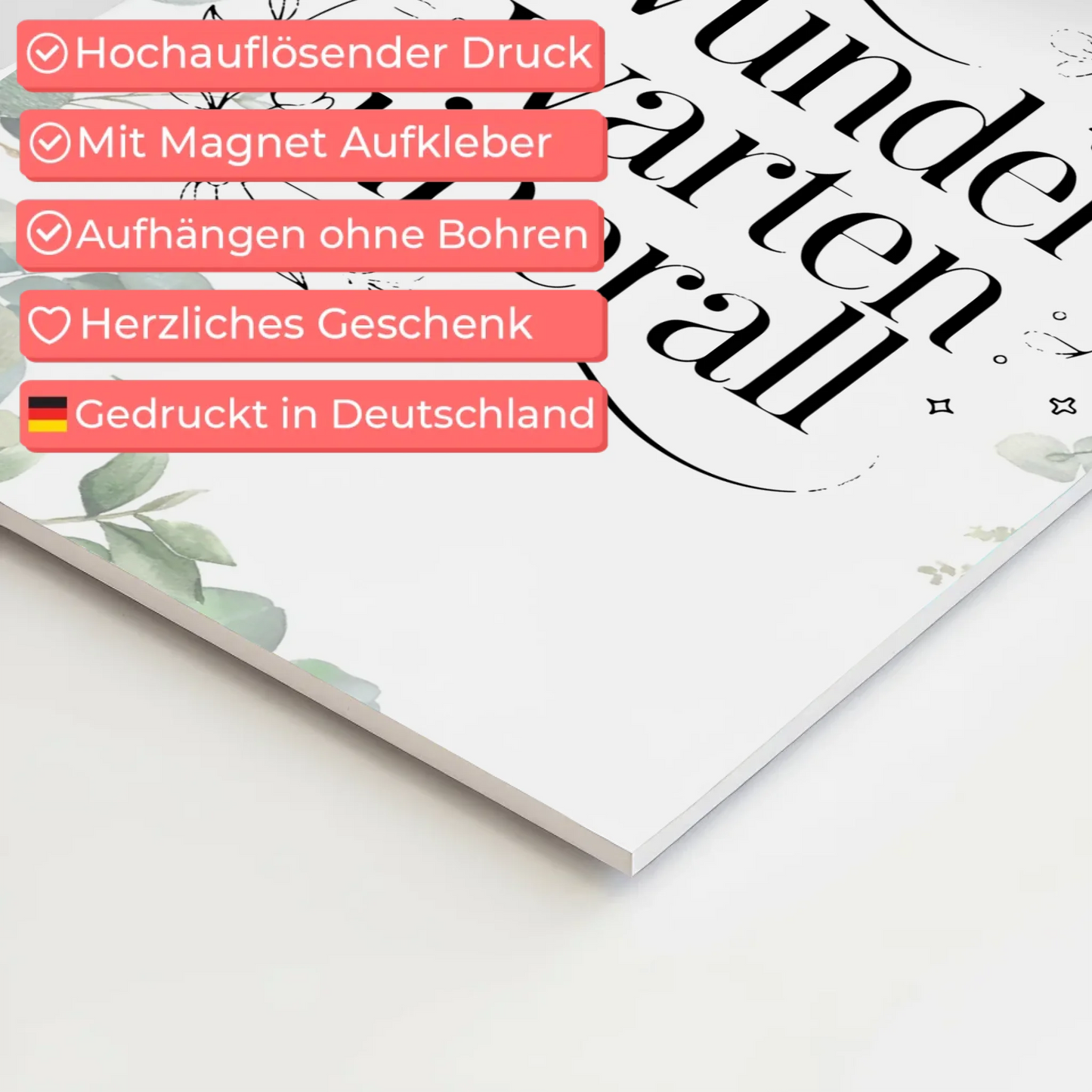 Spruch Fotoboard Magnet Wandbild Wunder warten überall