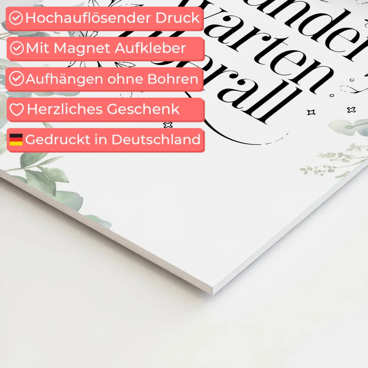 Spruch Fotoboard Magnet Wandbild Wunder warten überall