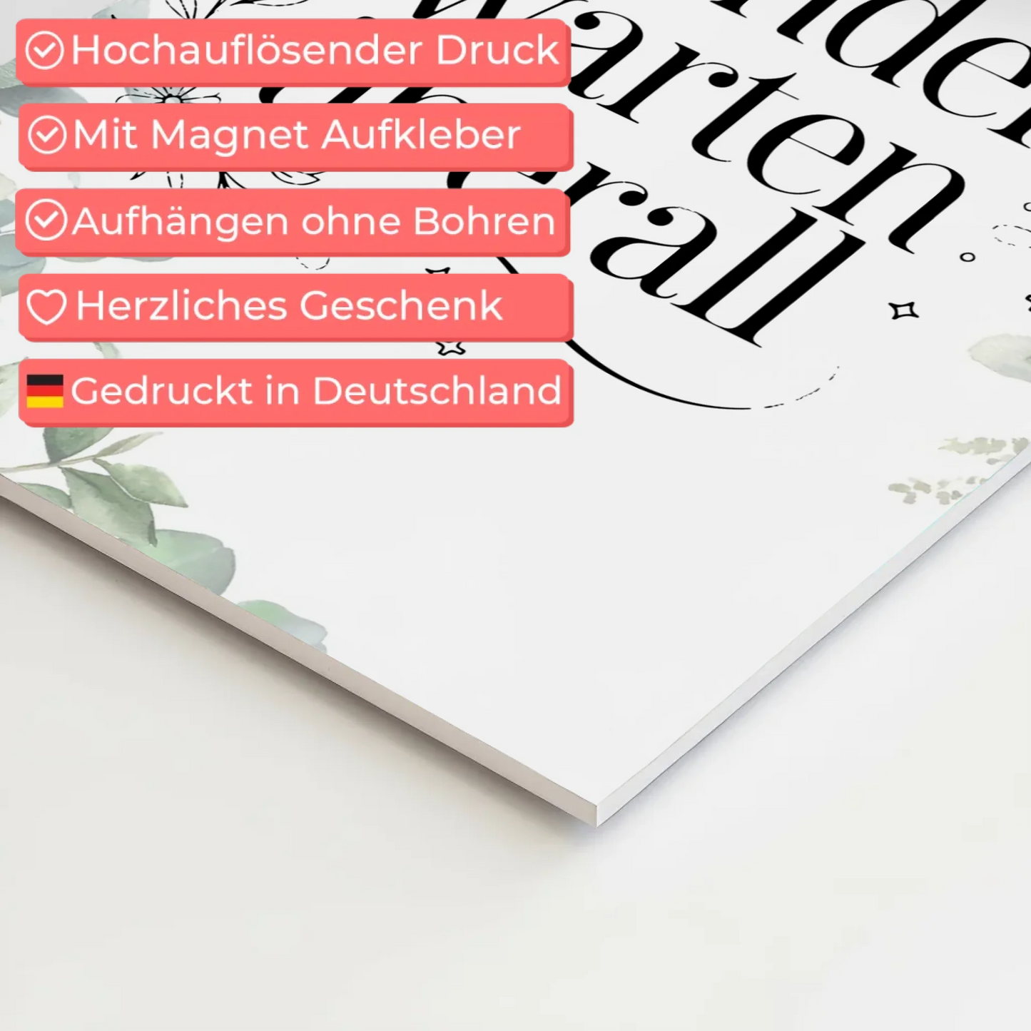 Spruch Fotoboard Magnet Wandbild Wunder warten überall