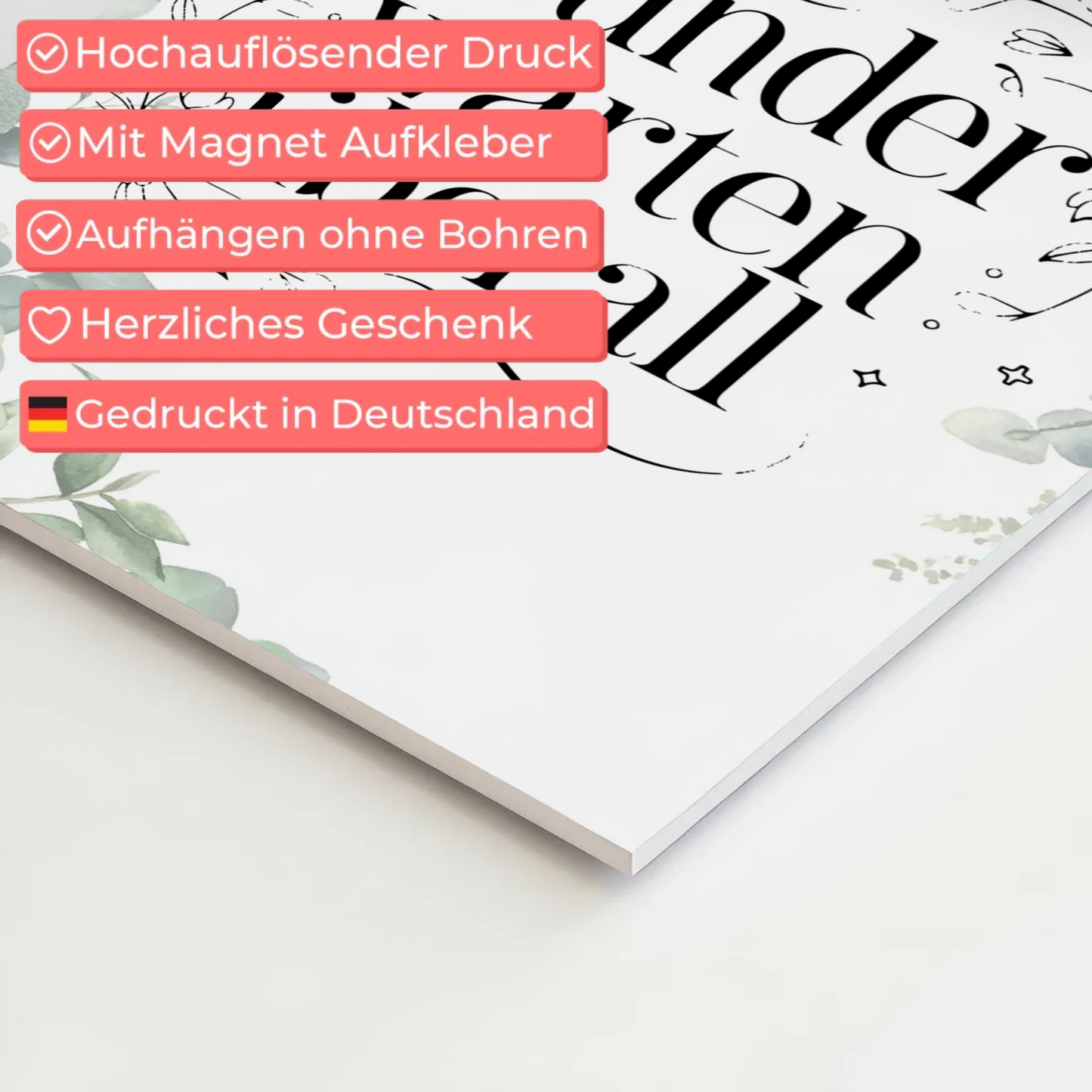 Spruch Fotoboard Magnet Wandbild Wunder warten überall