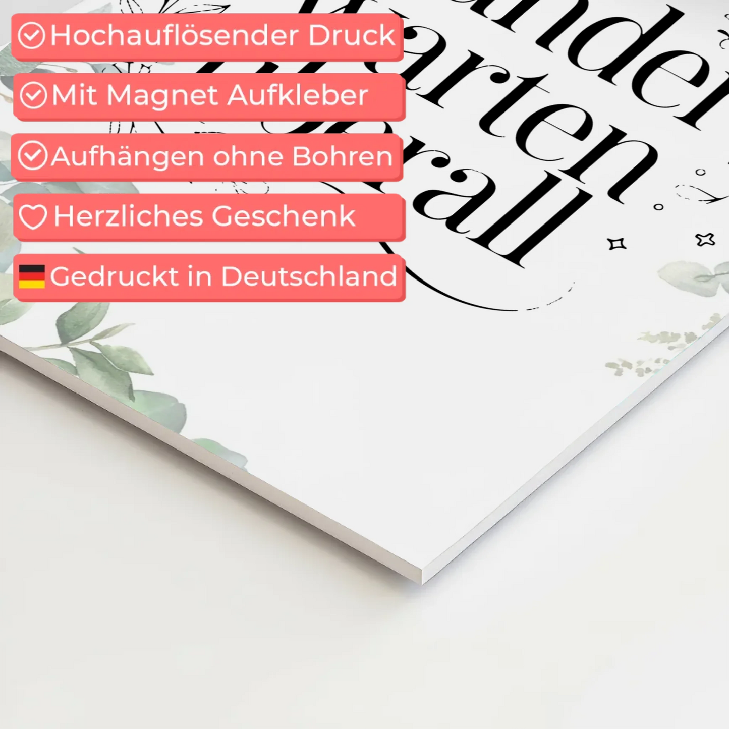 Spruch Fotoboard Magnet Wandbild Wunder warten überall