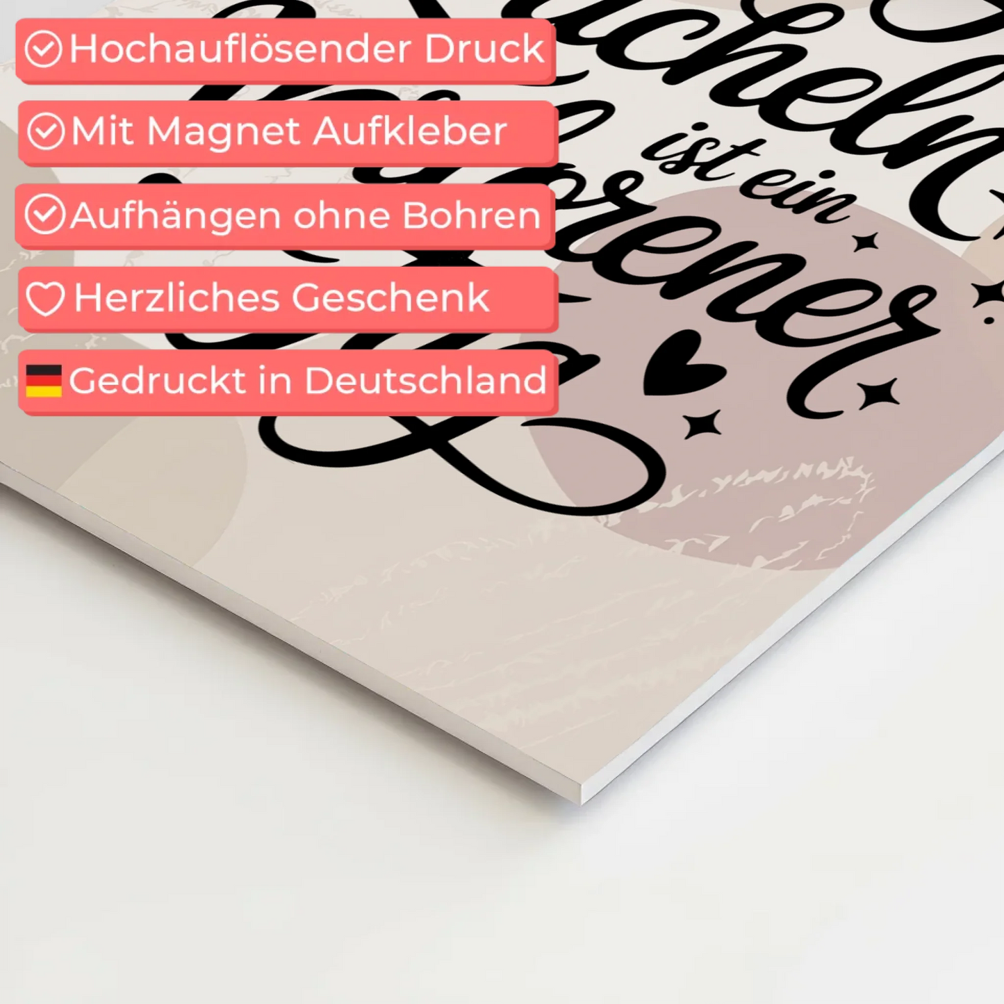 Magnet Poster mit Spruch Ein Tag ohne Lächeln Geschenk