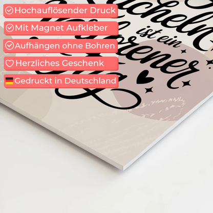 Magnet Poster mit Spruch Ein Tag ohne Lächeln Geschenk