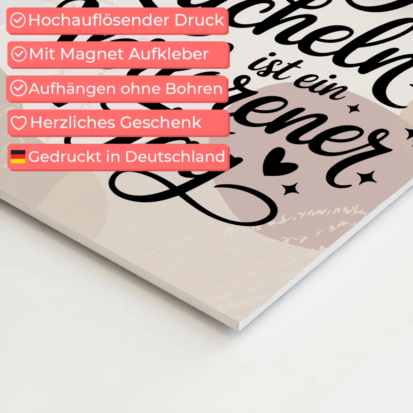 Magnet Poster mit Spruch Ein Tag ohne Lächeln Geschenk