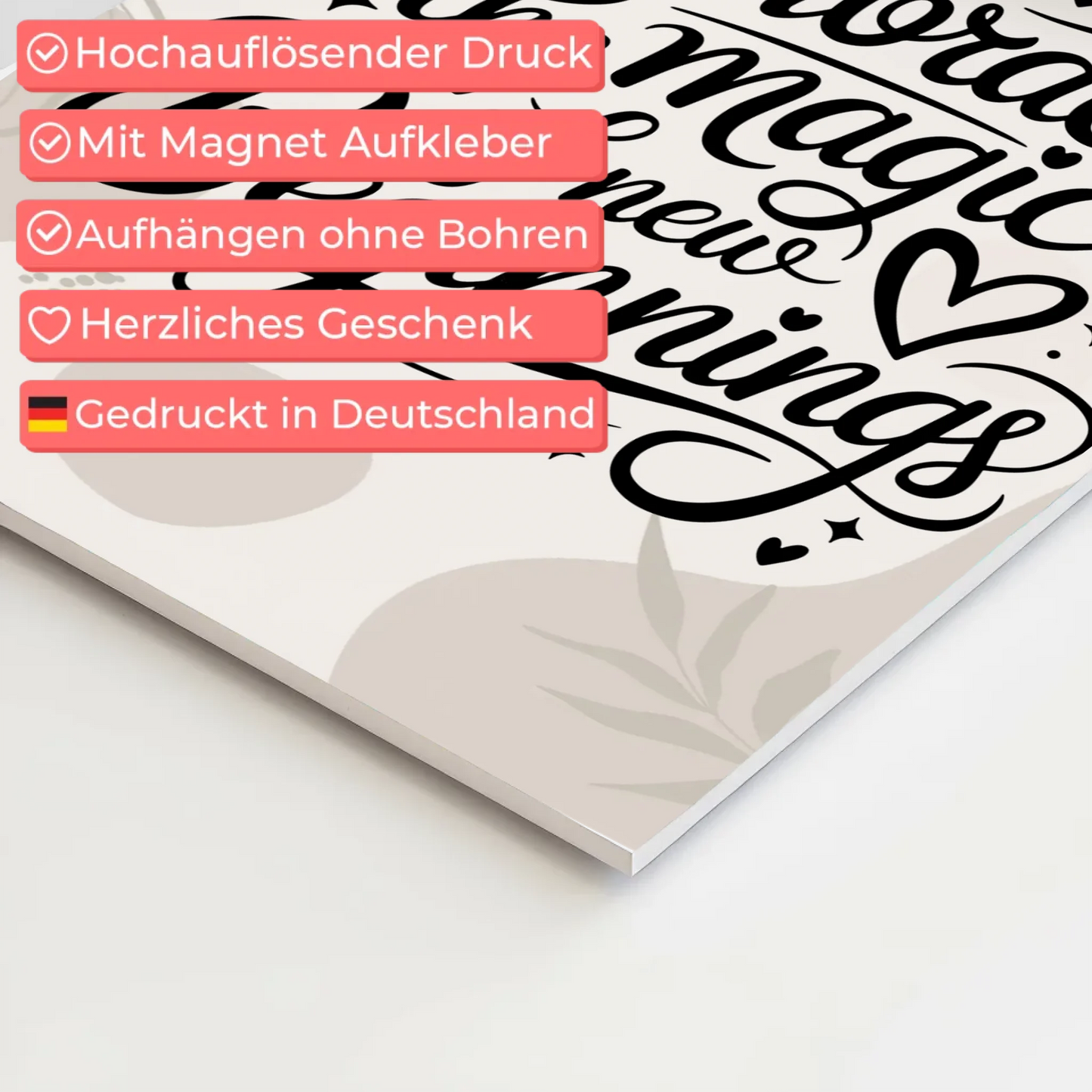 Spruch Fotoboard Magnet Wandbild Embrace the Magic