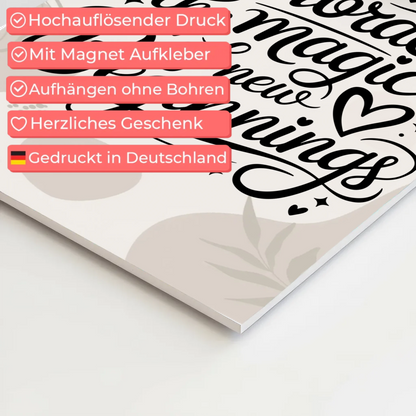 Spruch Fotoboard Magnet Wandbild Embrace the Magic