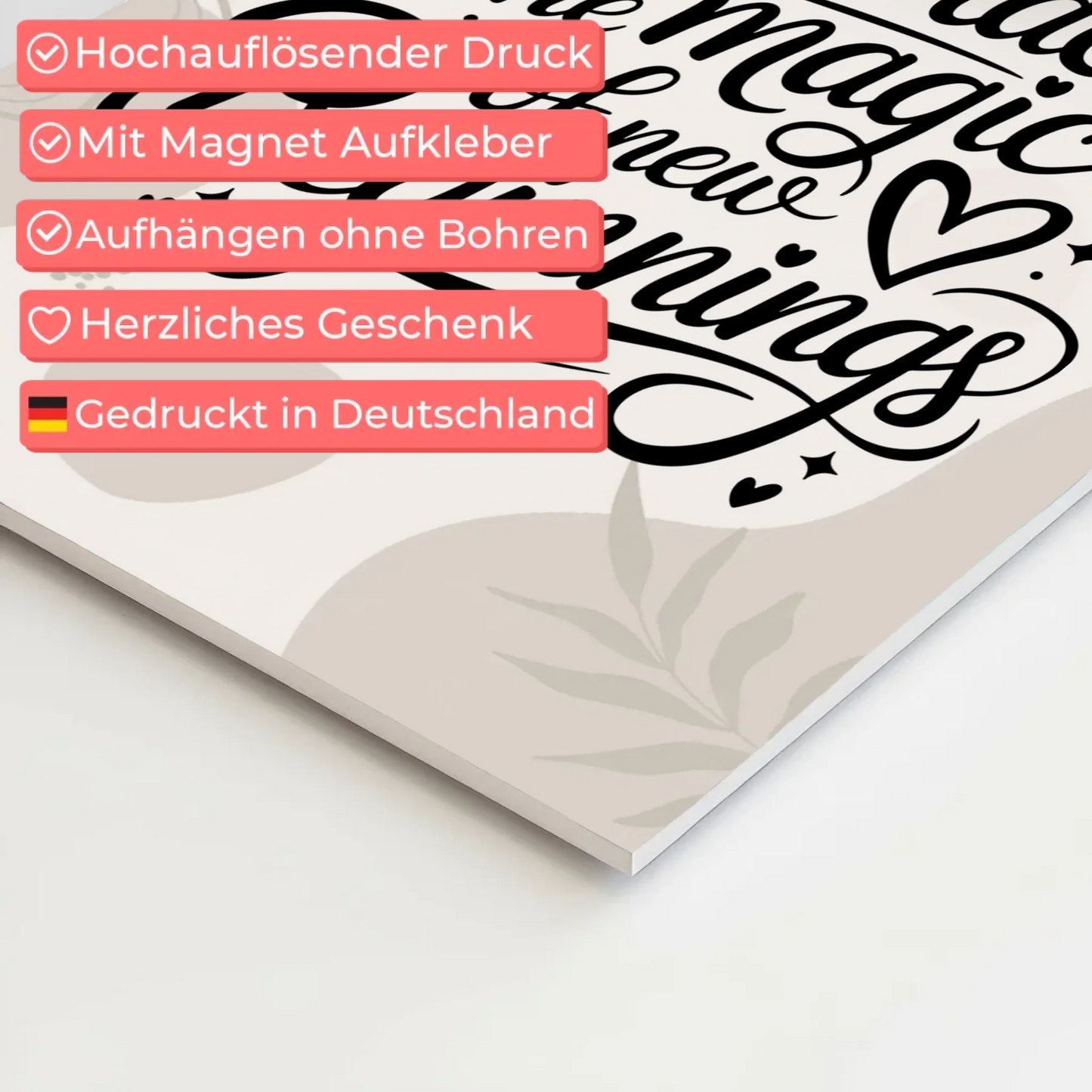 Spruch Fotoboard Magnet Wandbild Embrace the Magic