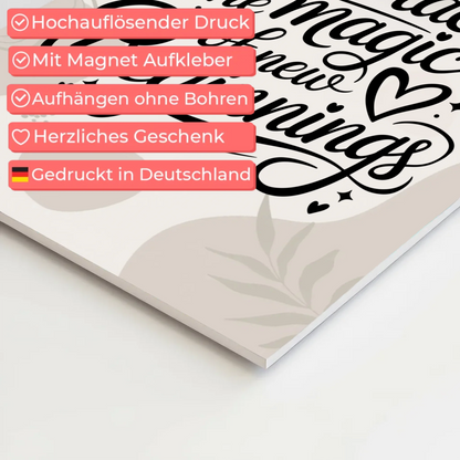 Spruch Fotoboard Magnet Wandbild Embrace the Magic