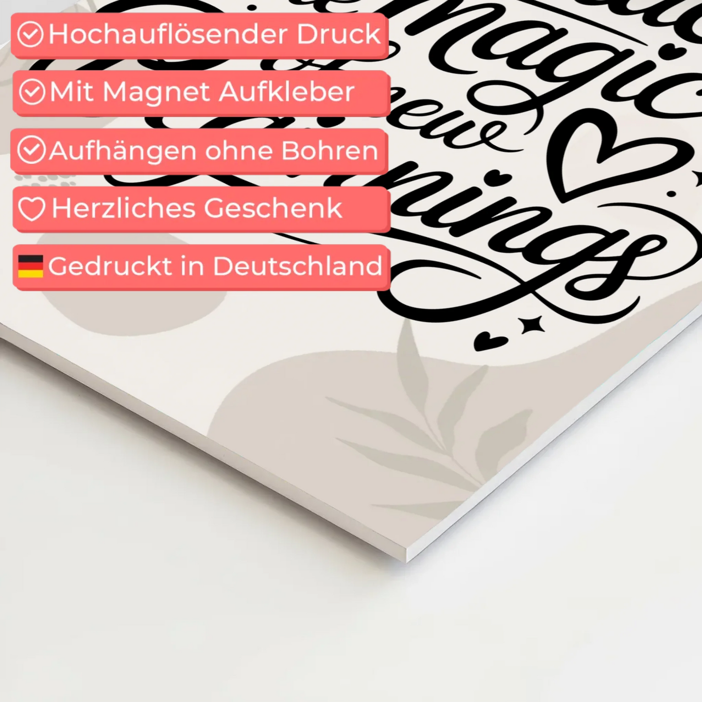 Spruch Fotoboard Magnet Wandbild Embrace the Magic