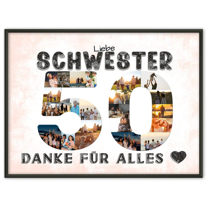 50 Geburtstag Schwester Geschenk Personalisiertes Poster