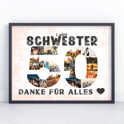 50 Geburtstag Schwester Geschenk Personalisiertes Poster