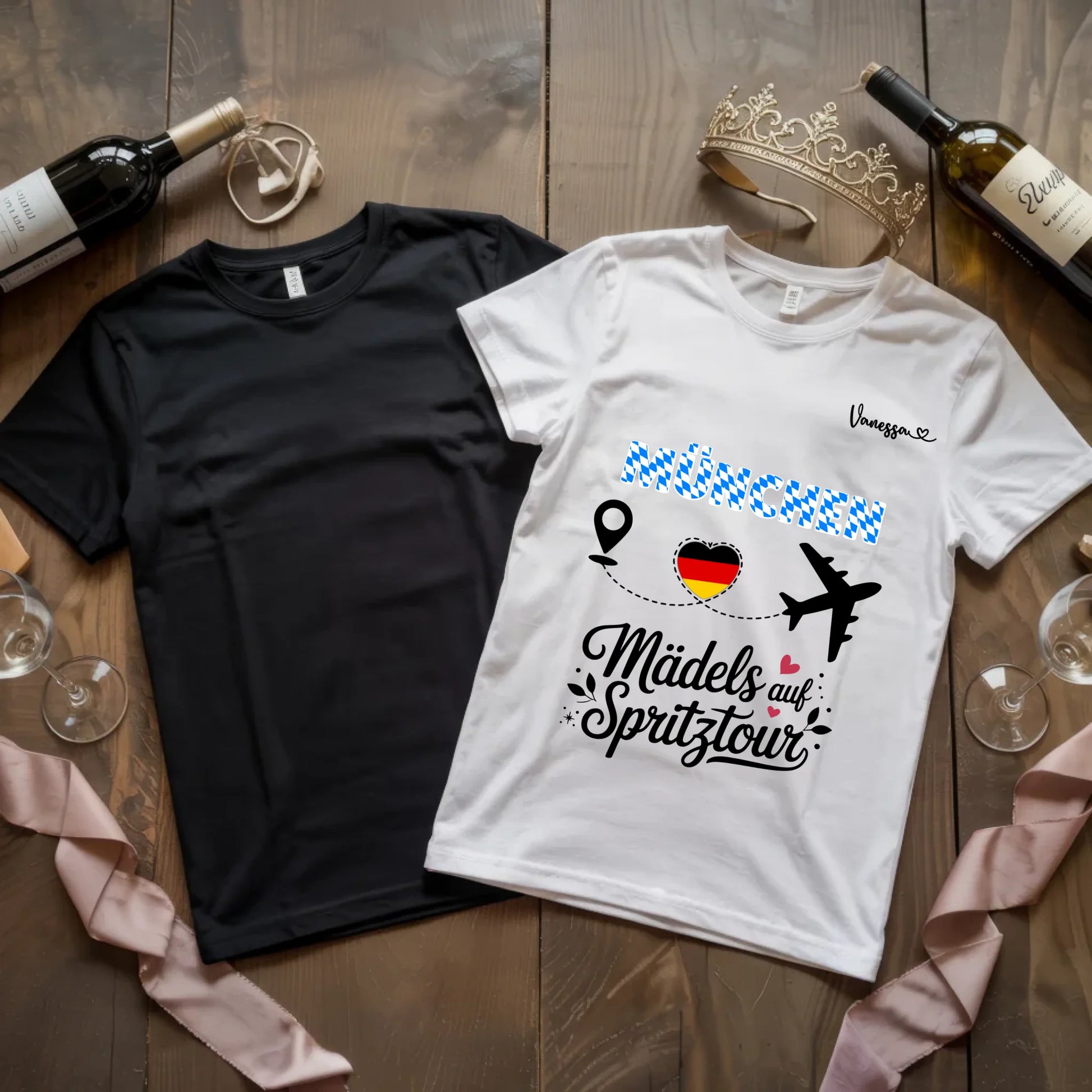 X.02.Schwarzes + Weißes T Shirt JGA Basic