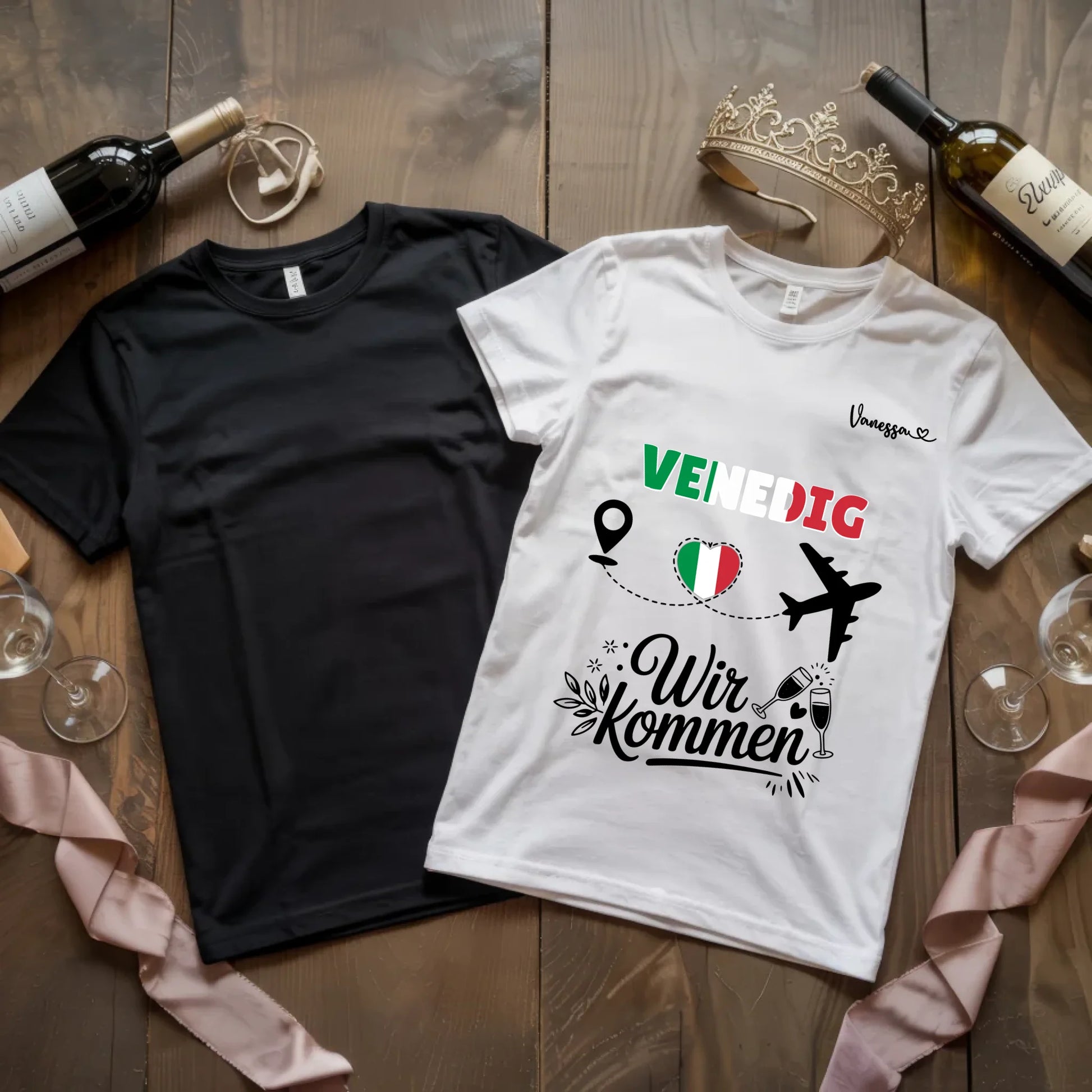 X.02.Schwarzes + Weißes T Shirt JGA Basic