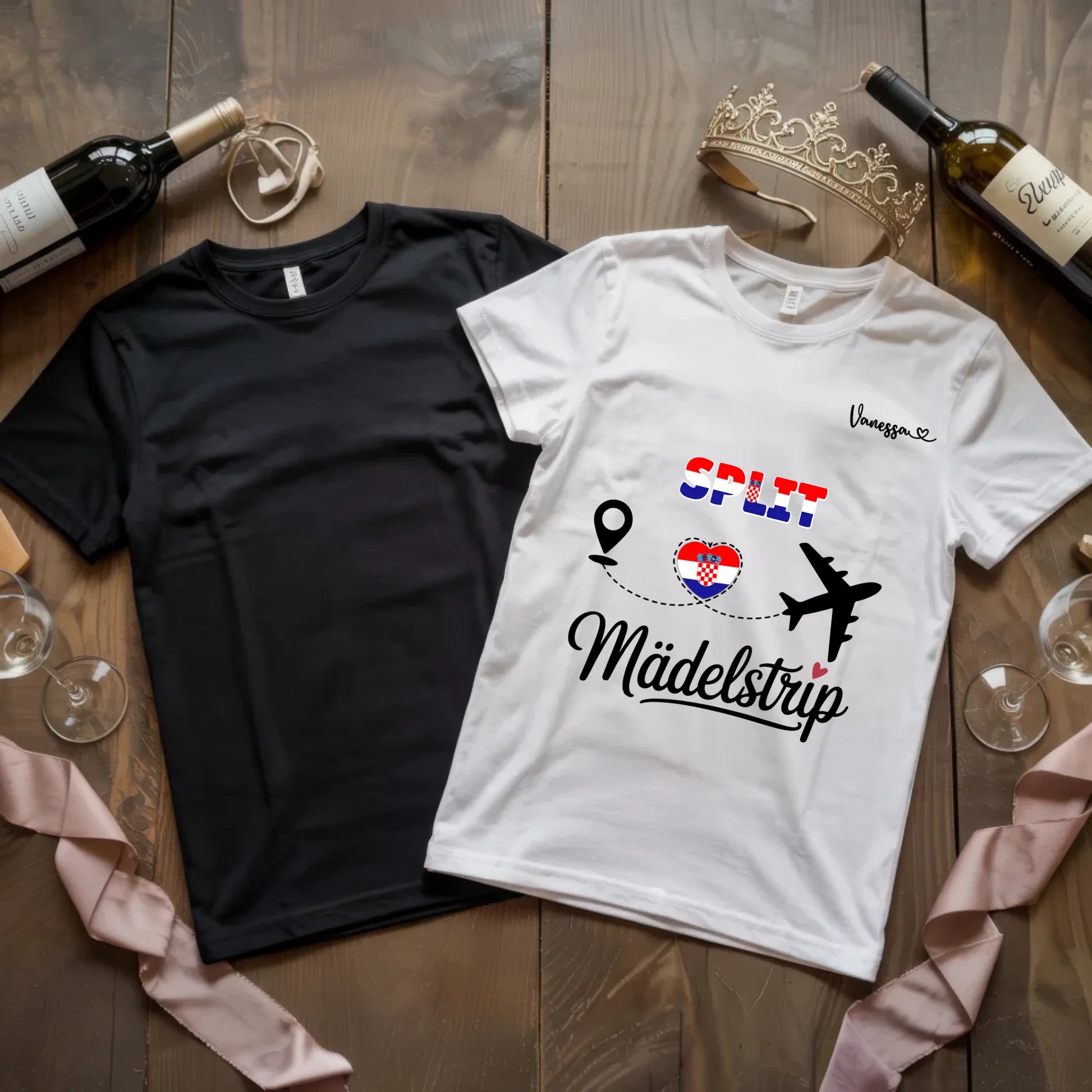 X.02.Schwarzes + Weißes T Shirt JGA Basic