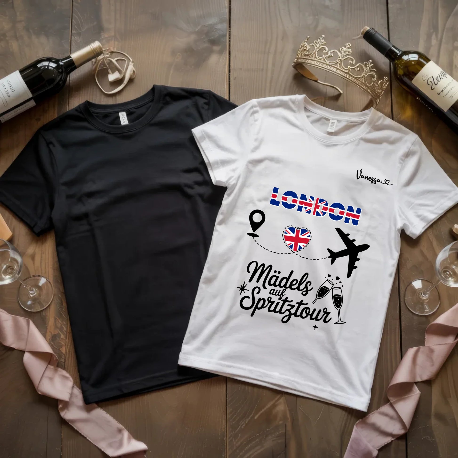 X.02.Schwarzes + Weißes T Shirt JGA Basic