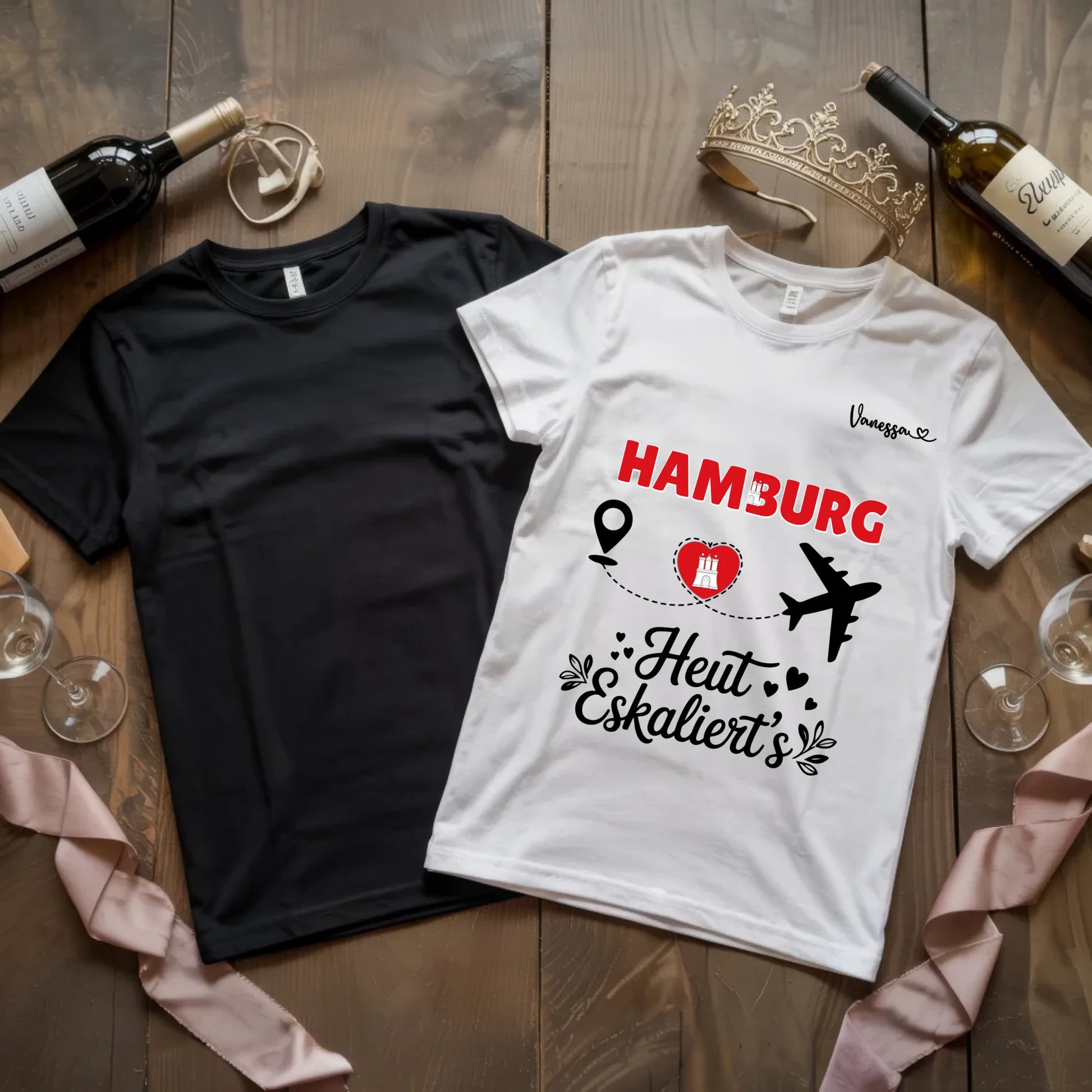 X.02.Schwarzes + Weißes T Shirt JGA Basic