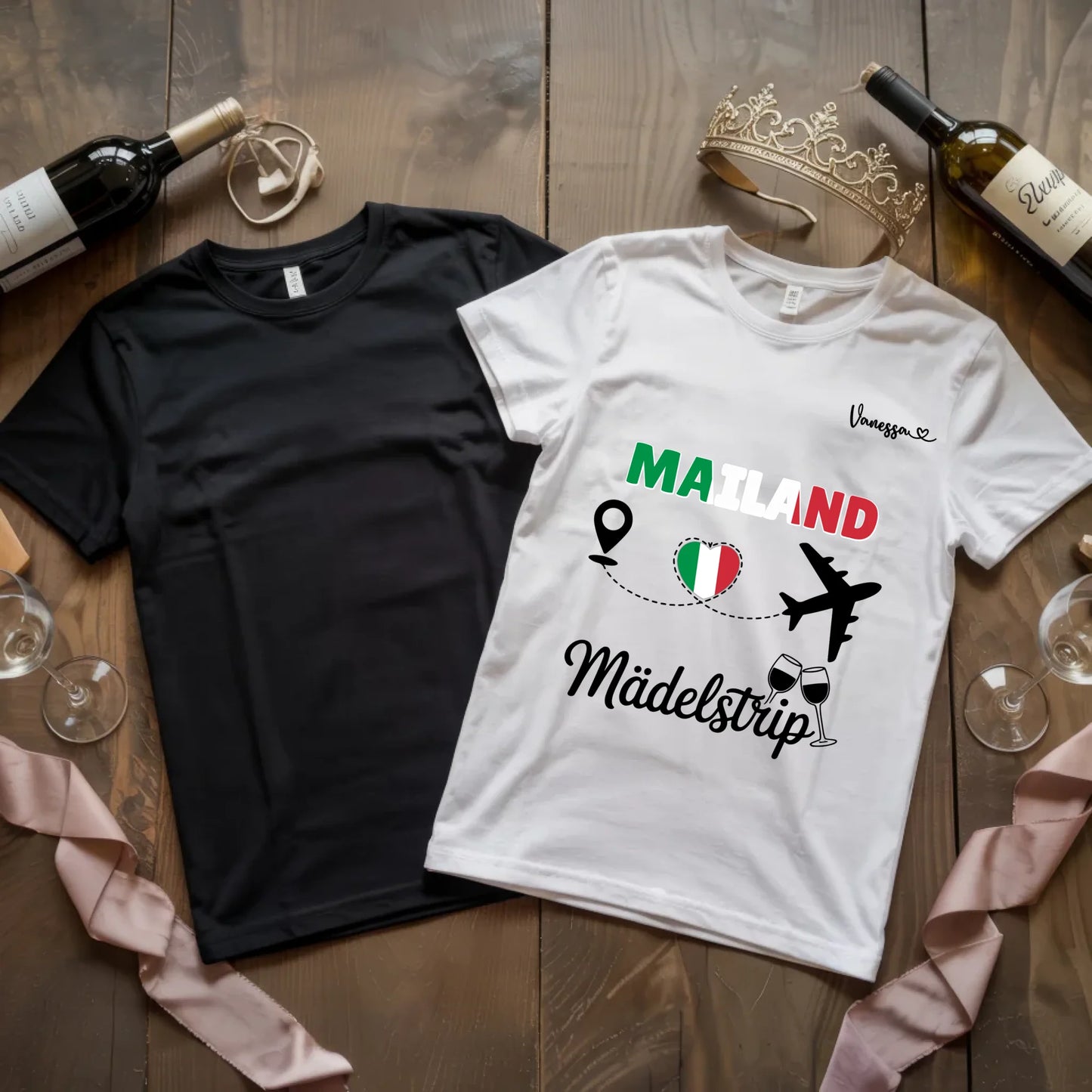 X.02.Schwarzes + Weißes T Shirt JGA Basic