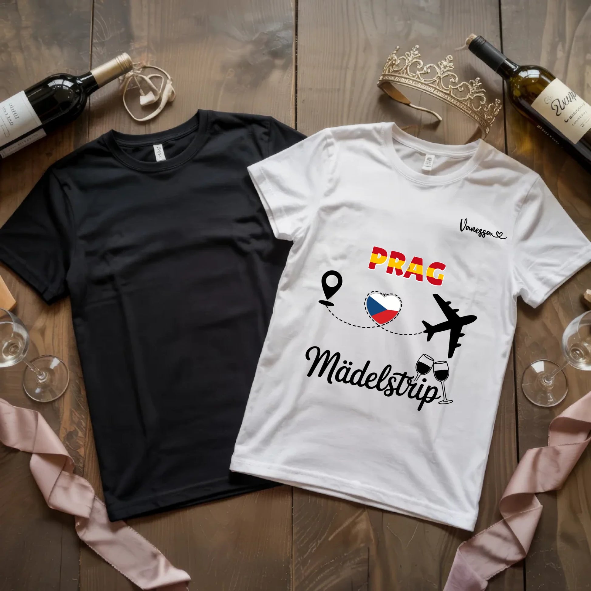 X.02.Schwarzes + Weißes T Shirt JGA Basic