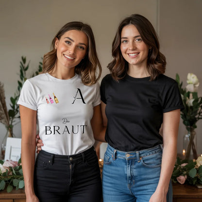 x.01.Schwarzes + Weißes T-Shirt Mockup 2 Frauen JGA