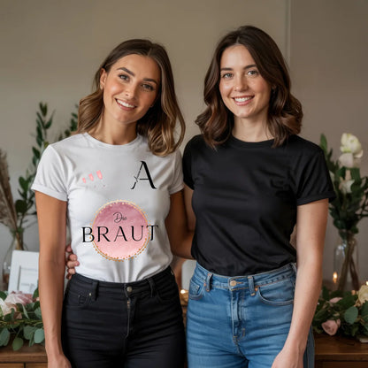 x.01.Schwarzes + Weißes T-Shirt Mockup 2 Frauen JGA