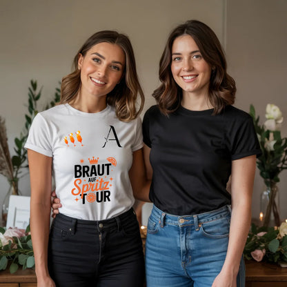 x.01.Schwarzes + Weißes T-Shirt Mockup 2 Frauen JGA