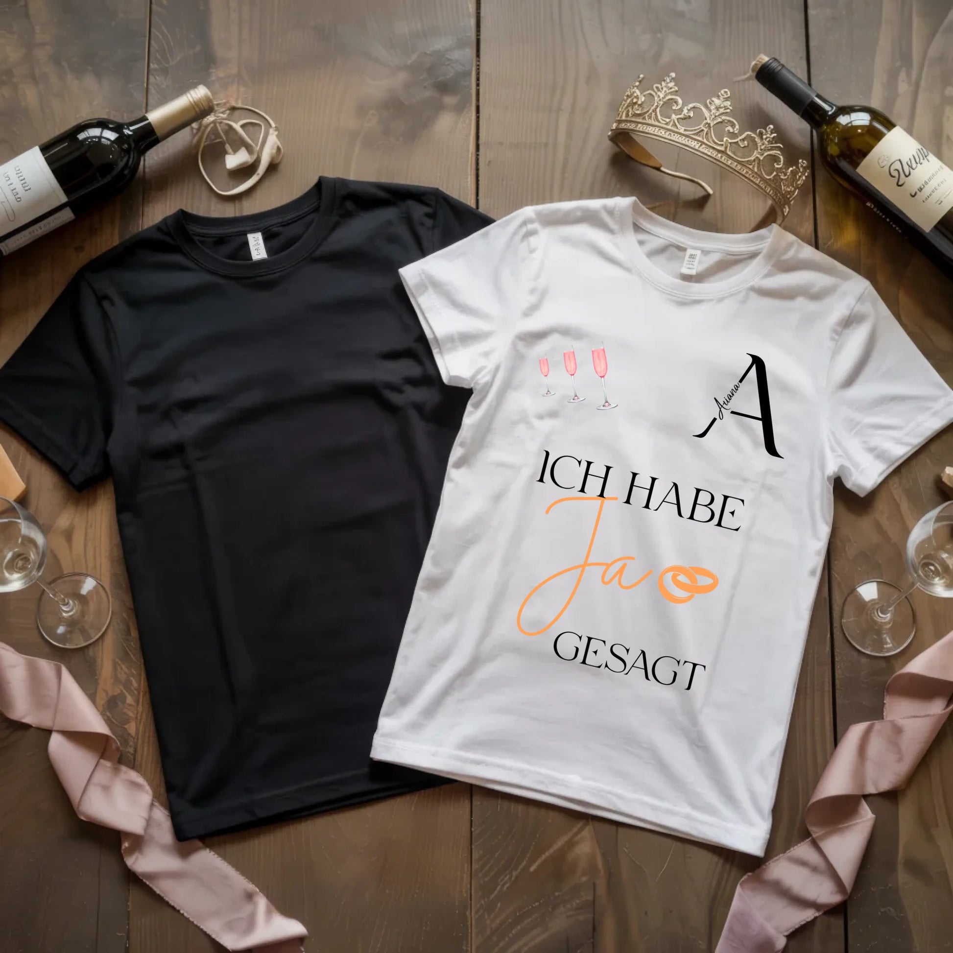 X.02.Schwarzes + Weißes T Shirt JGA Basic