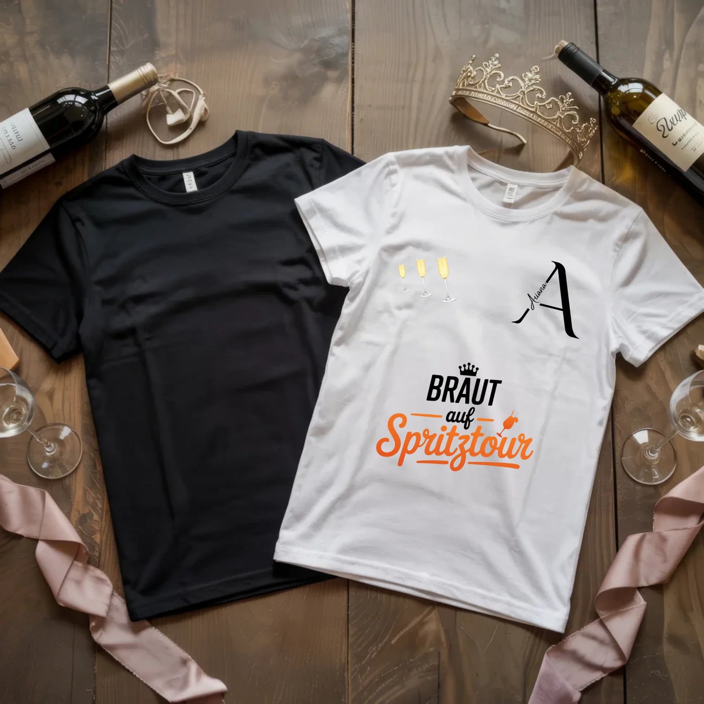 X.02.Schwarzes + Weißes T Shirt JGA Basic