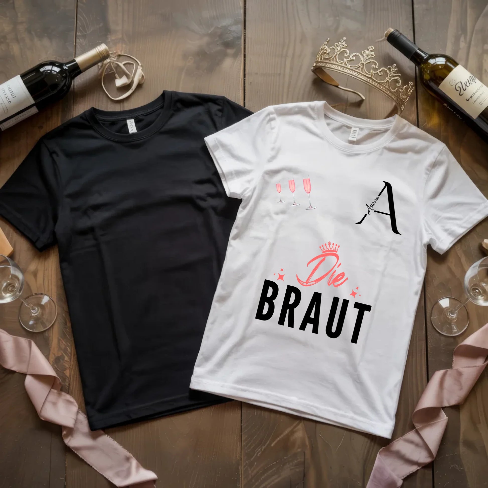 X.02.Schwarzes + Weißes T Shirt JGA Basic