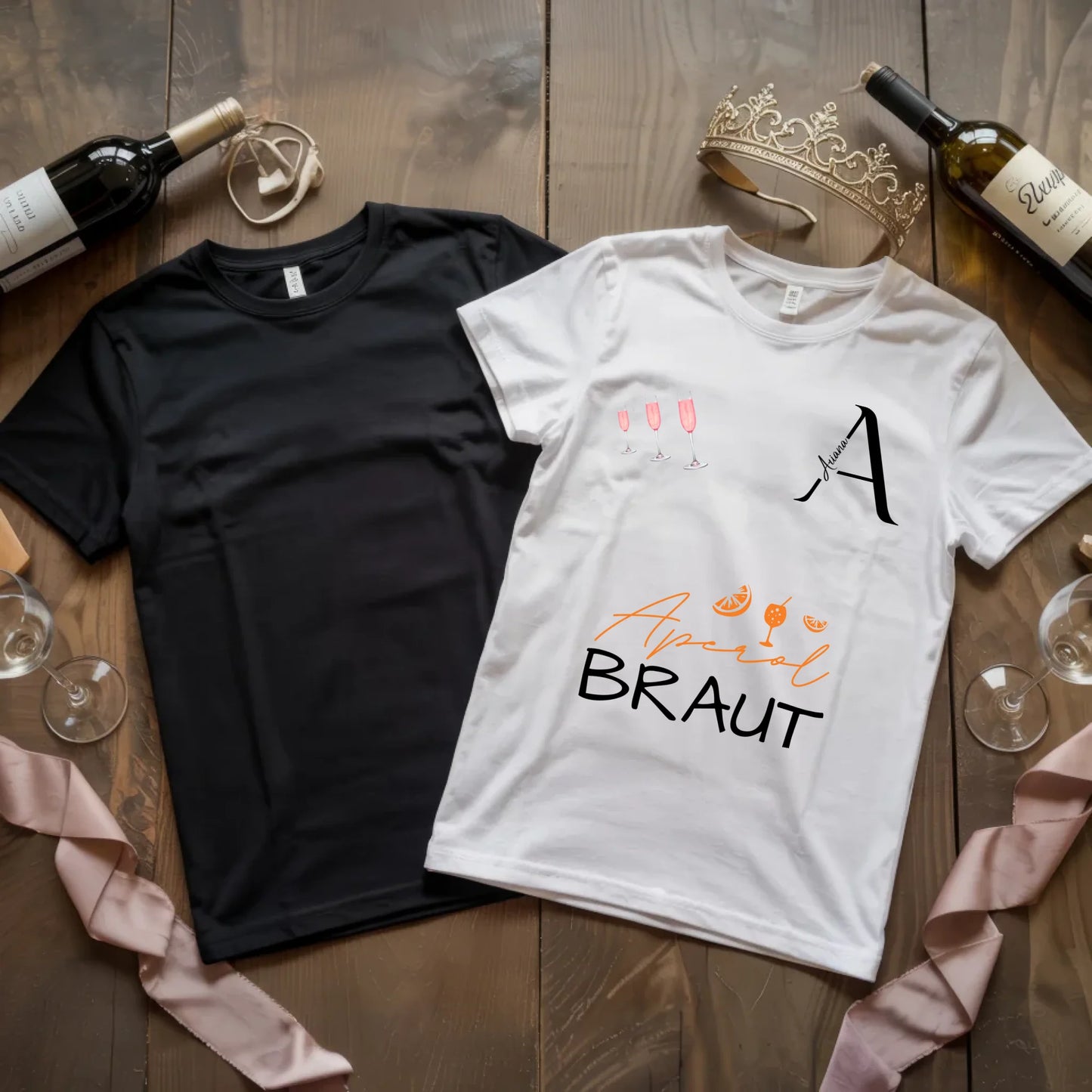 X.02.Schwarzes + Weißes T Shirt JGA Basic