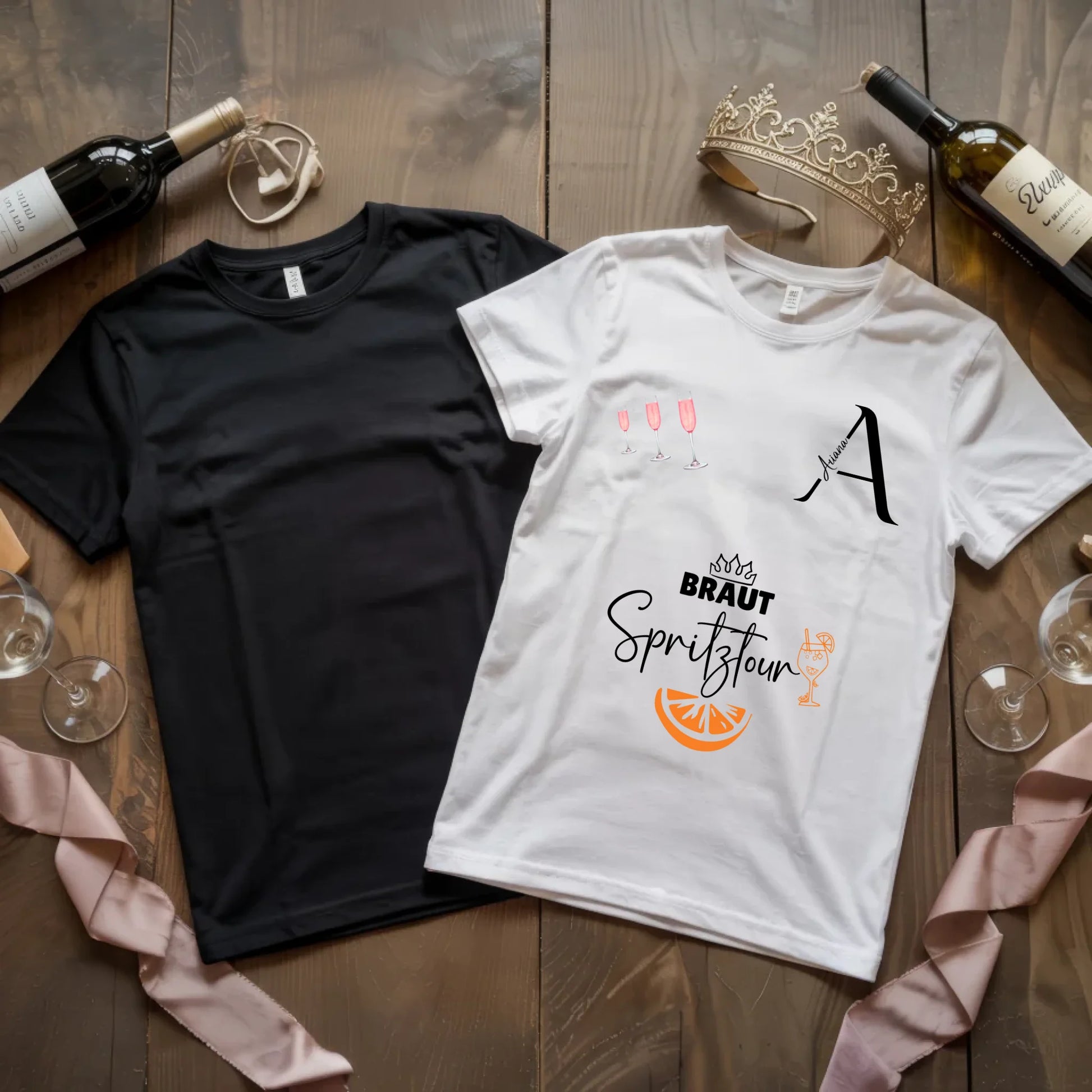 X.02.Schwarzes + Weißes T Shirt JGA Basic