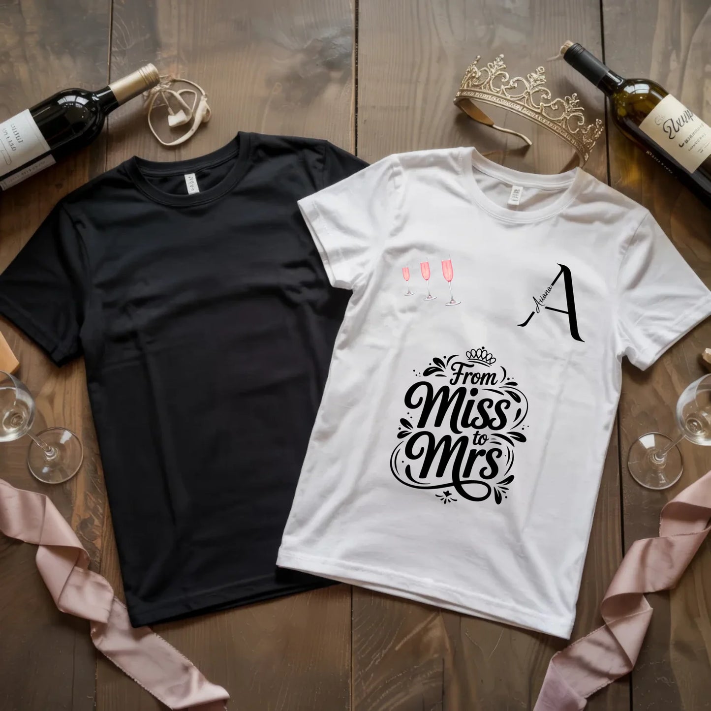 X.02.Schwarzes + Weißes T Shirt JGA Basic