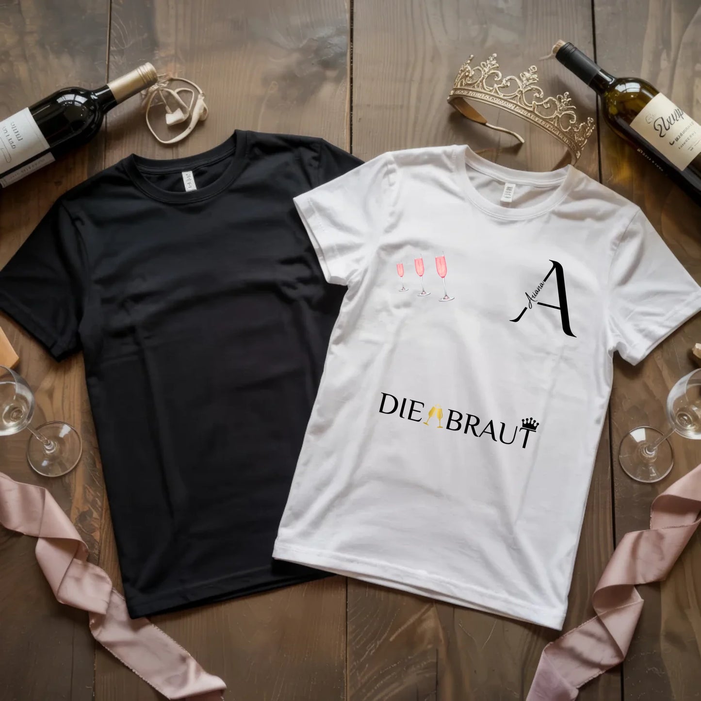 X.02.Schwarzes + Weißes T Shirt JGA Basic