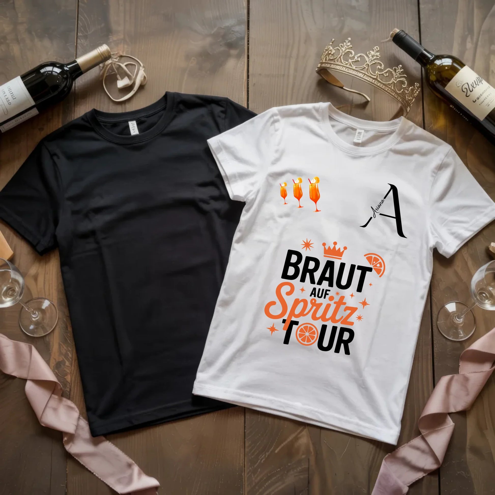 X.02.Schwarzes + Weißes T Shirt JGA Basic