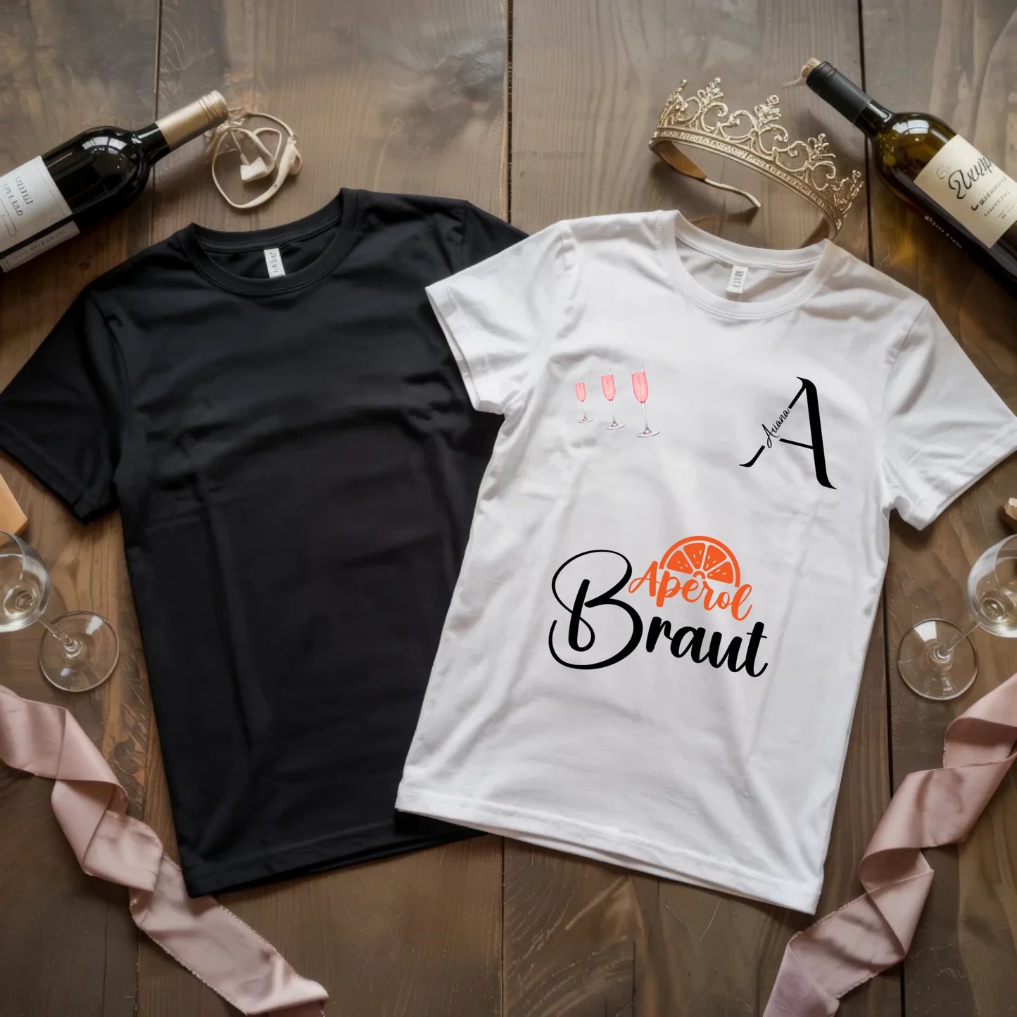 X.02.Schwarzes + Weißes T Shirt JGA Basic