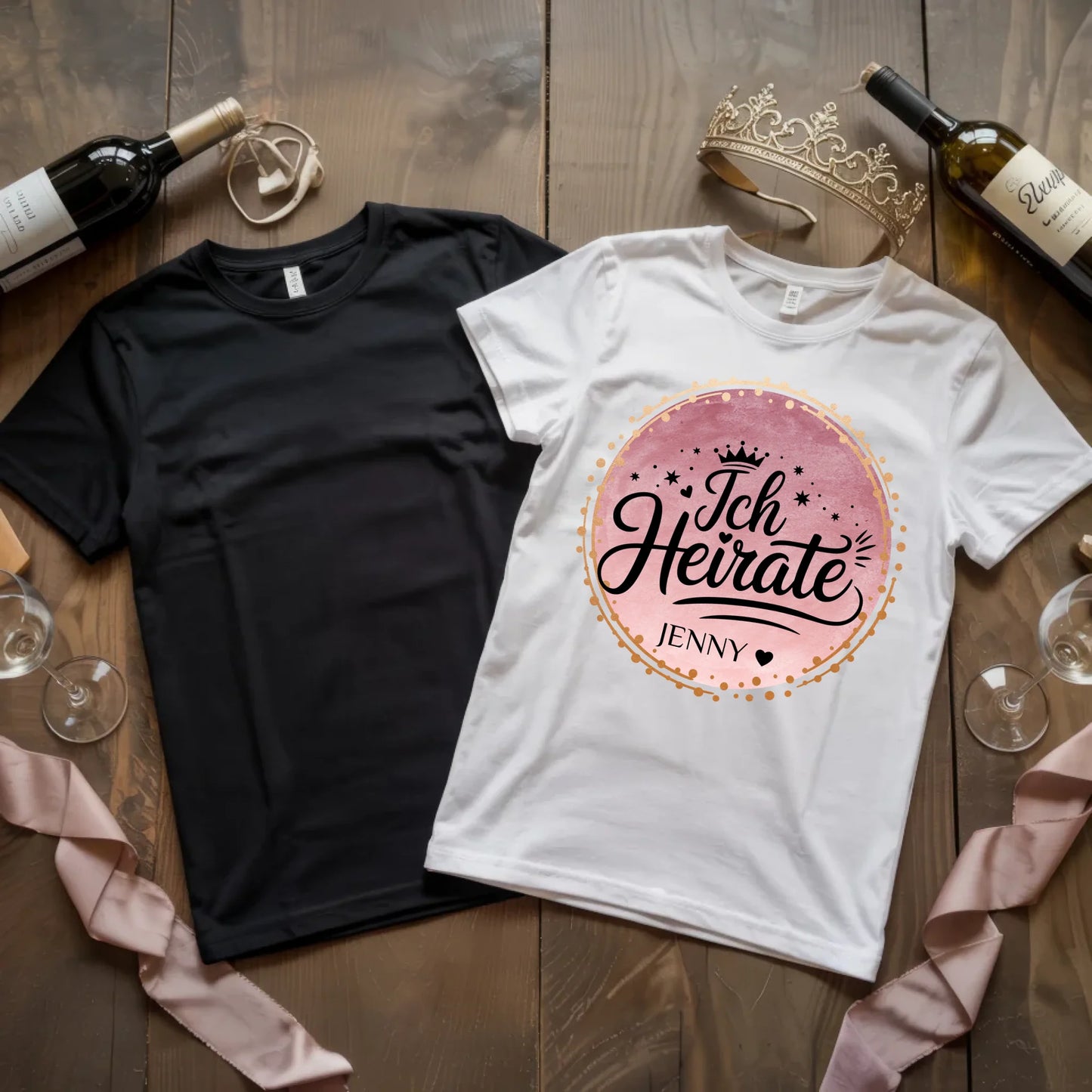 X.02.Schwarzes + Weißes T Shirt JGA Basic