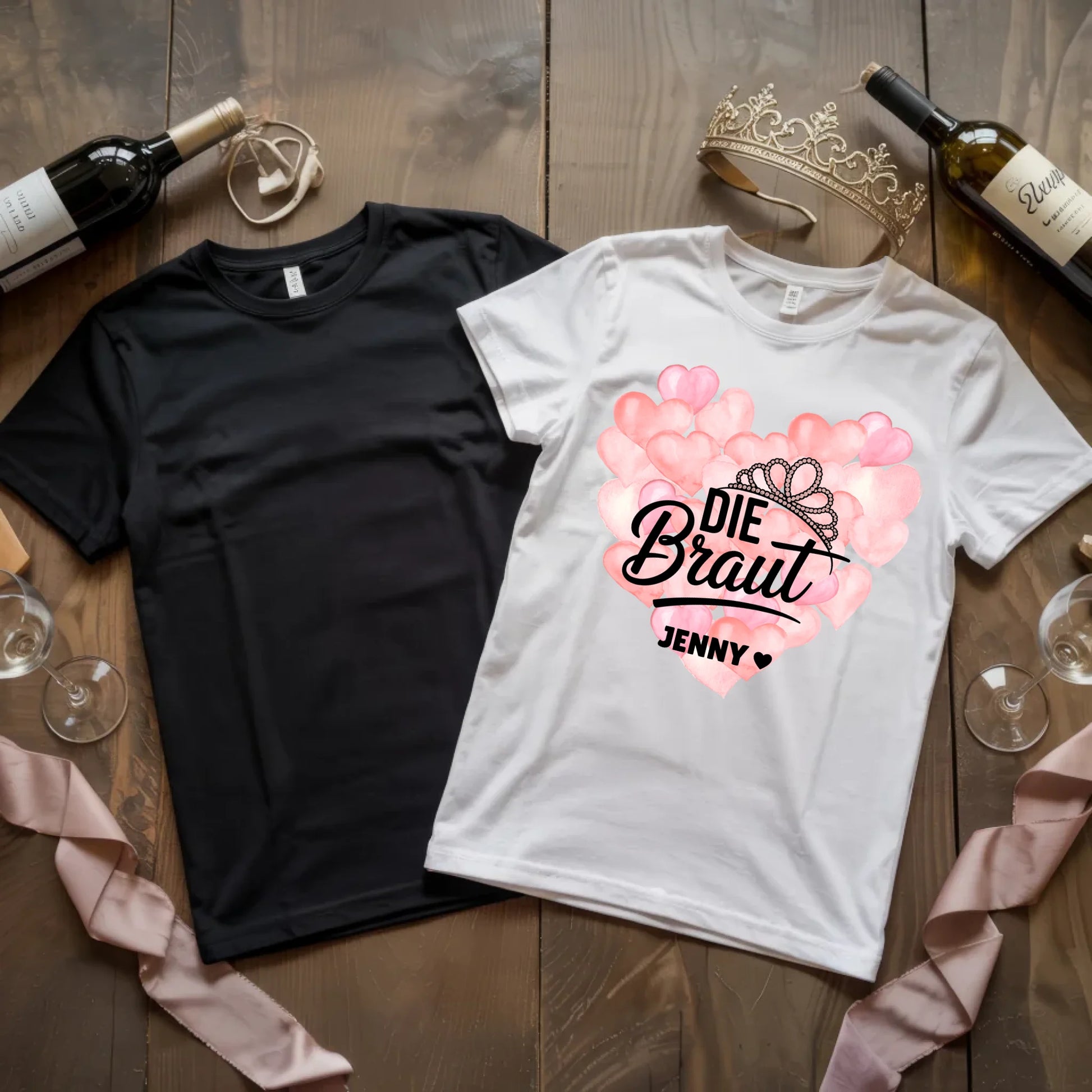 X.02.Schwarzes + Weißes T Shirt JGA Basic