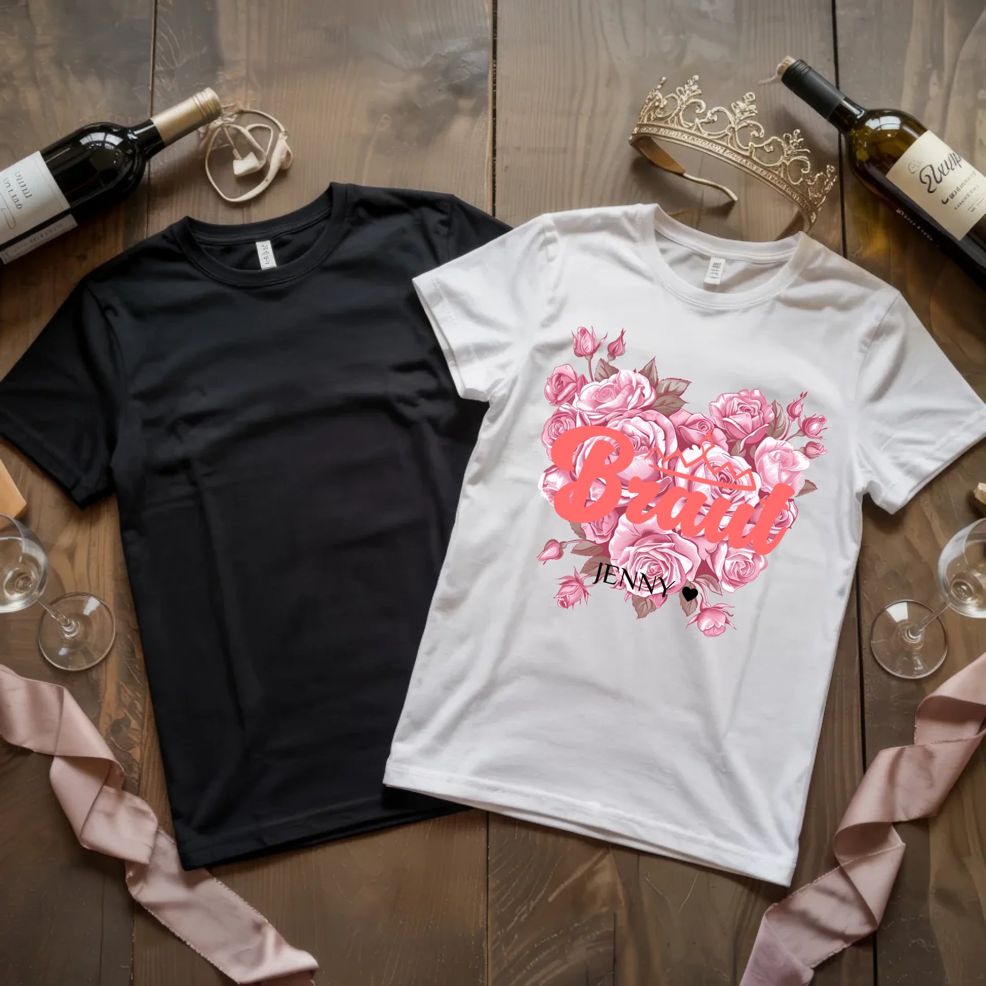 X.02.Schwarzes + Weißes T Shirt JGA Basic