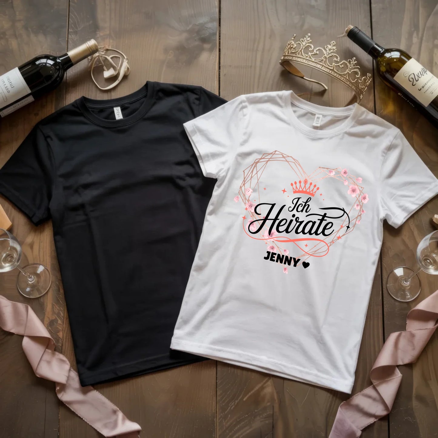 X.02.Schwarzes + Weißes T Shirt JGA Basic