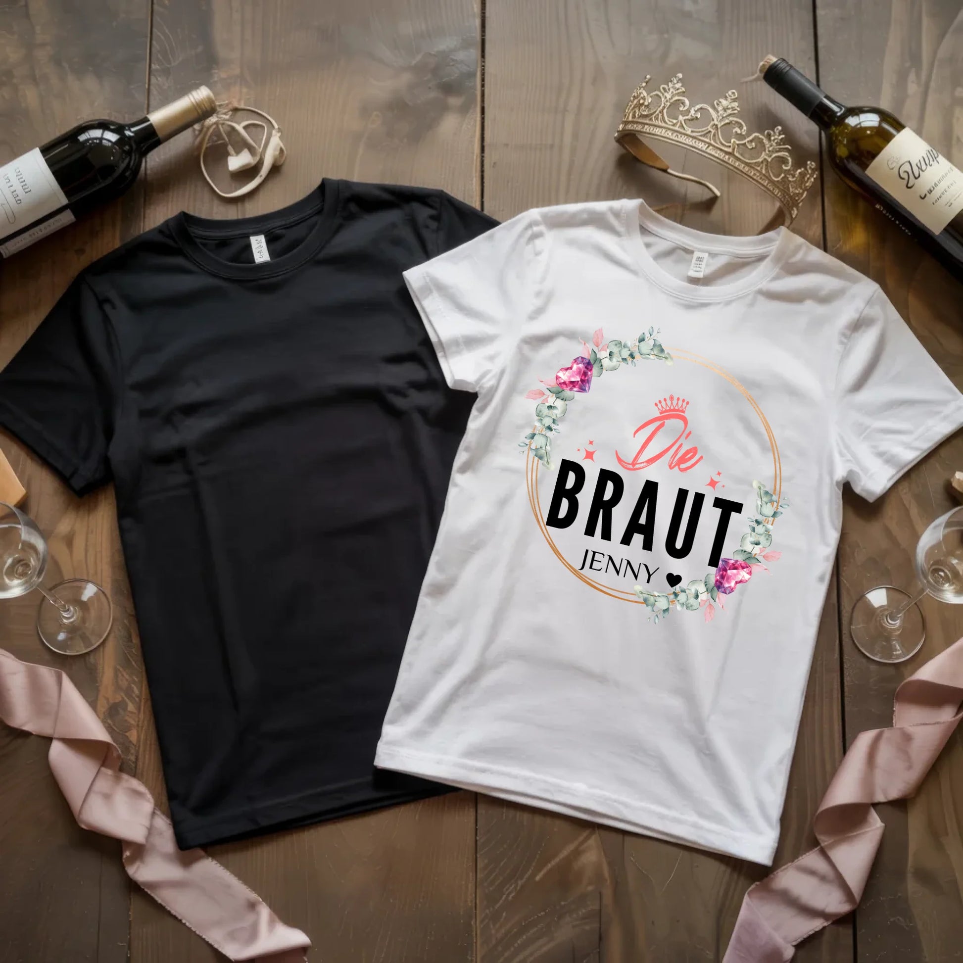 X.02.Schwarzes + Weißes T Shirt JGA Basic