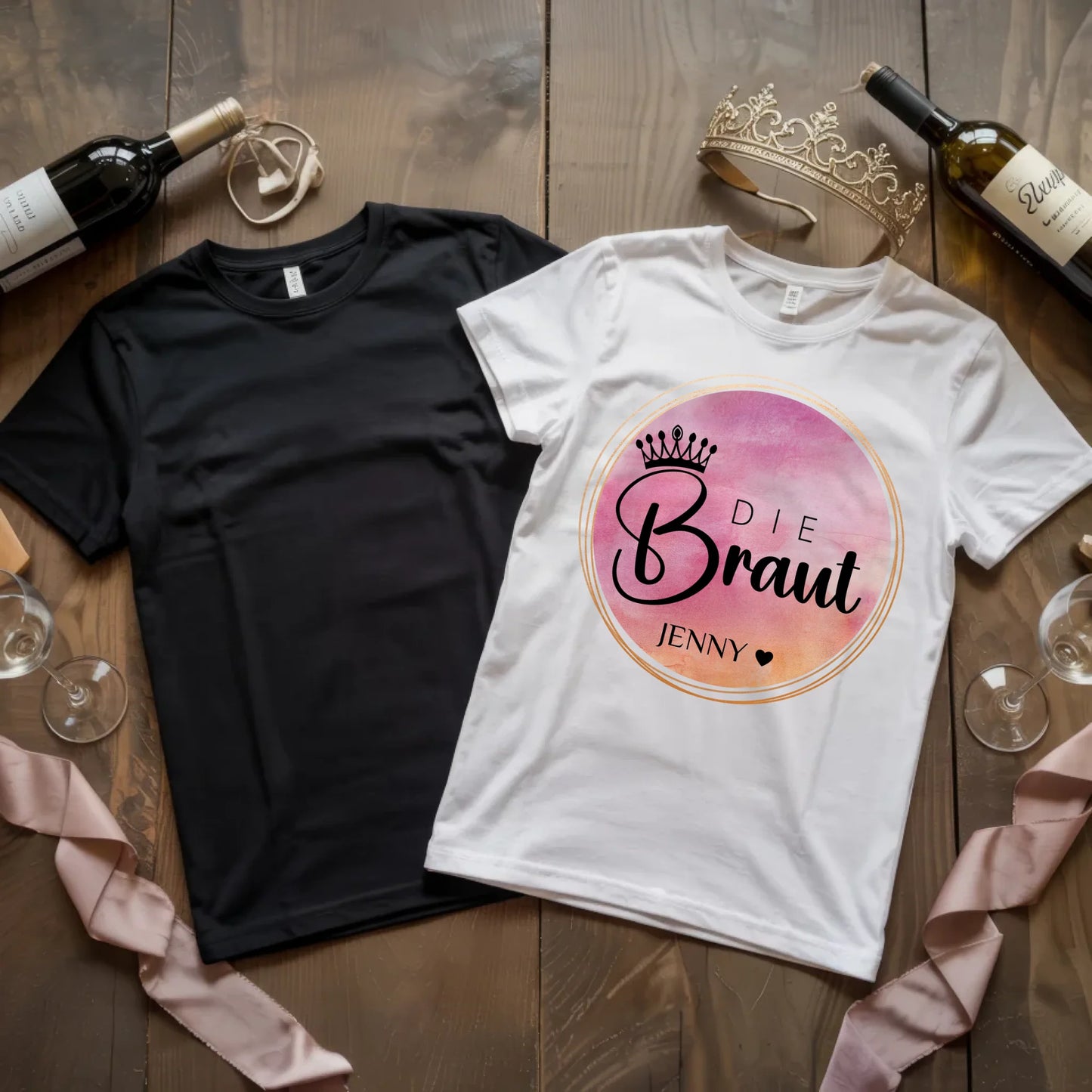 X.02.Schwarzes + Weißes T Shirt JGA Basic