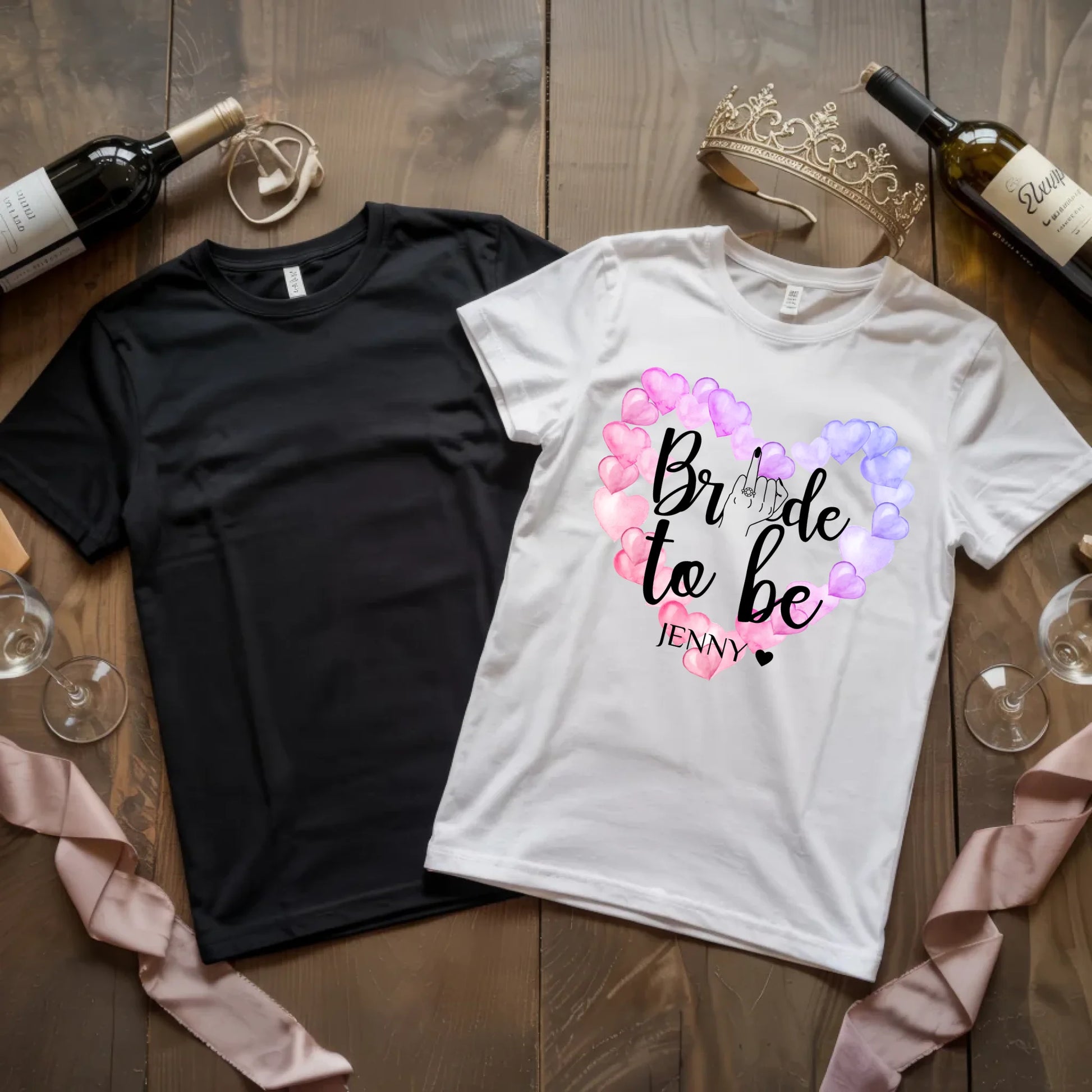 X.02.Schwarzes + Weißes T Shirt JGA Basic