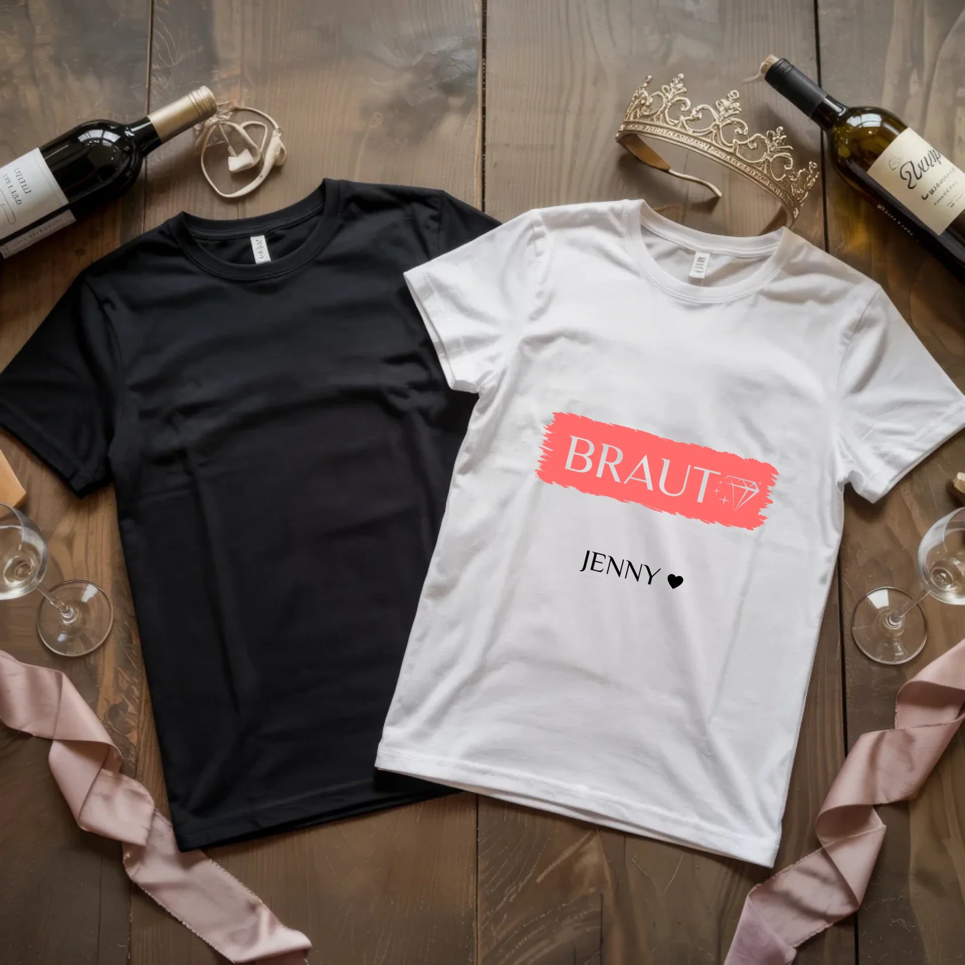 X.02.Schwarzes + Weißes T Shirt JGA Basic