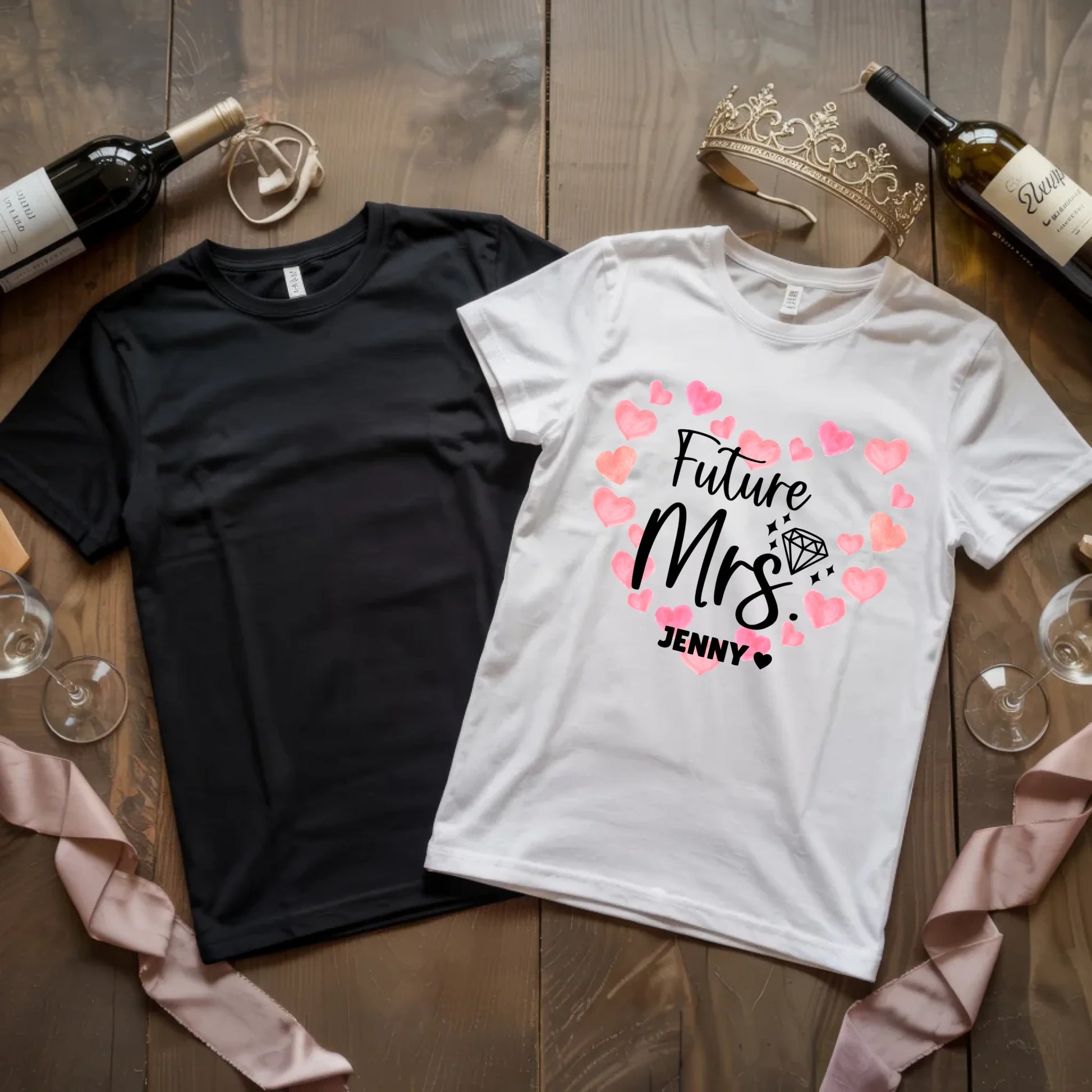 X.02.Schwarzes + Weißes T Shirt JGA Basic