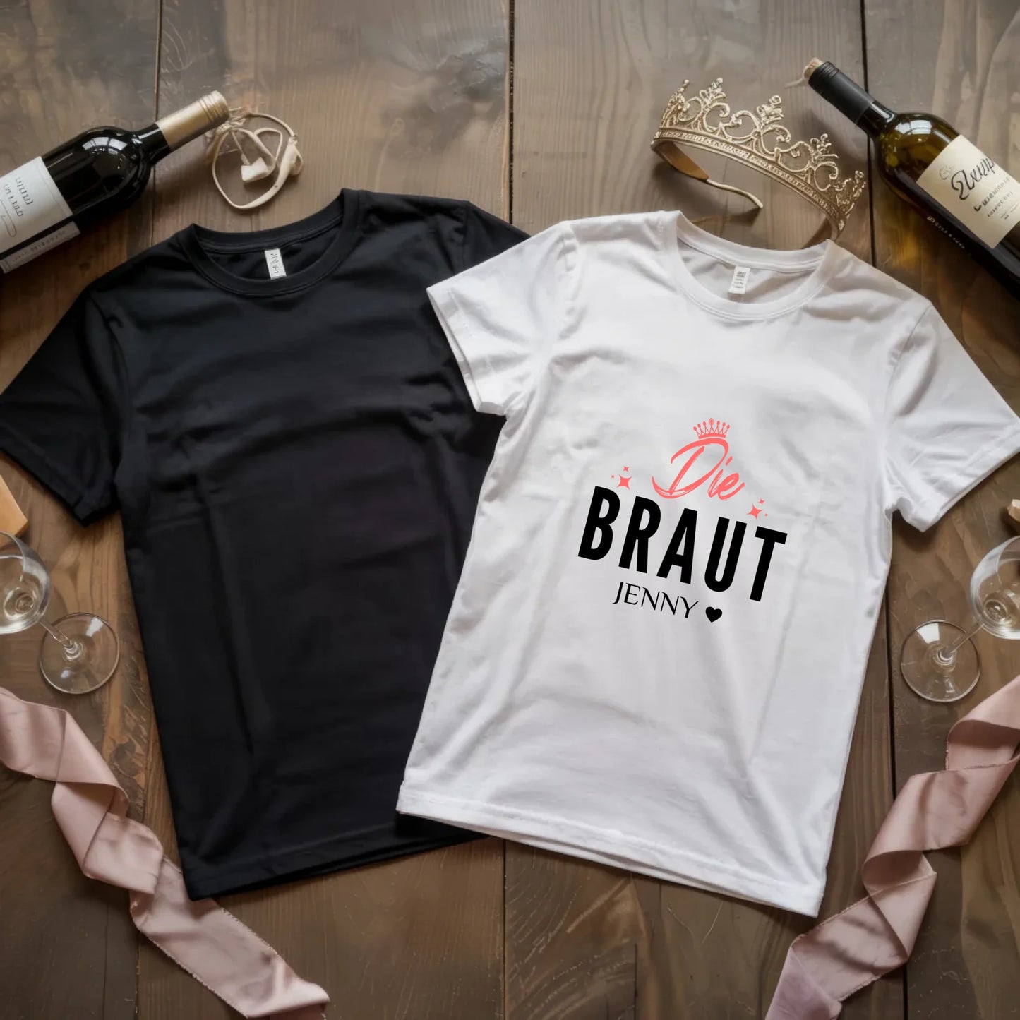 X.02.Schwarzes + Weißes T Shirt JGA Basic