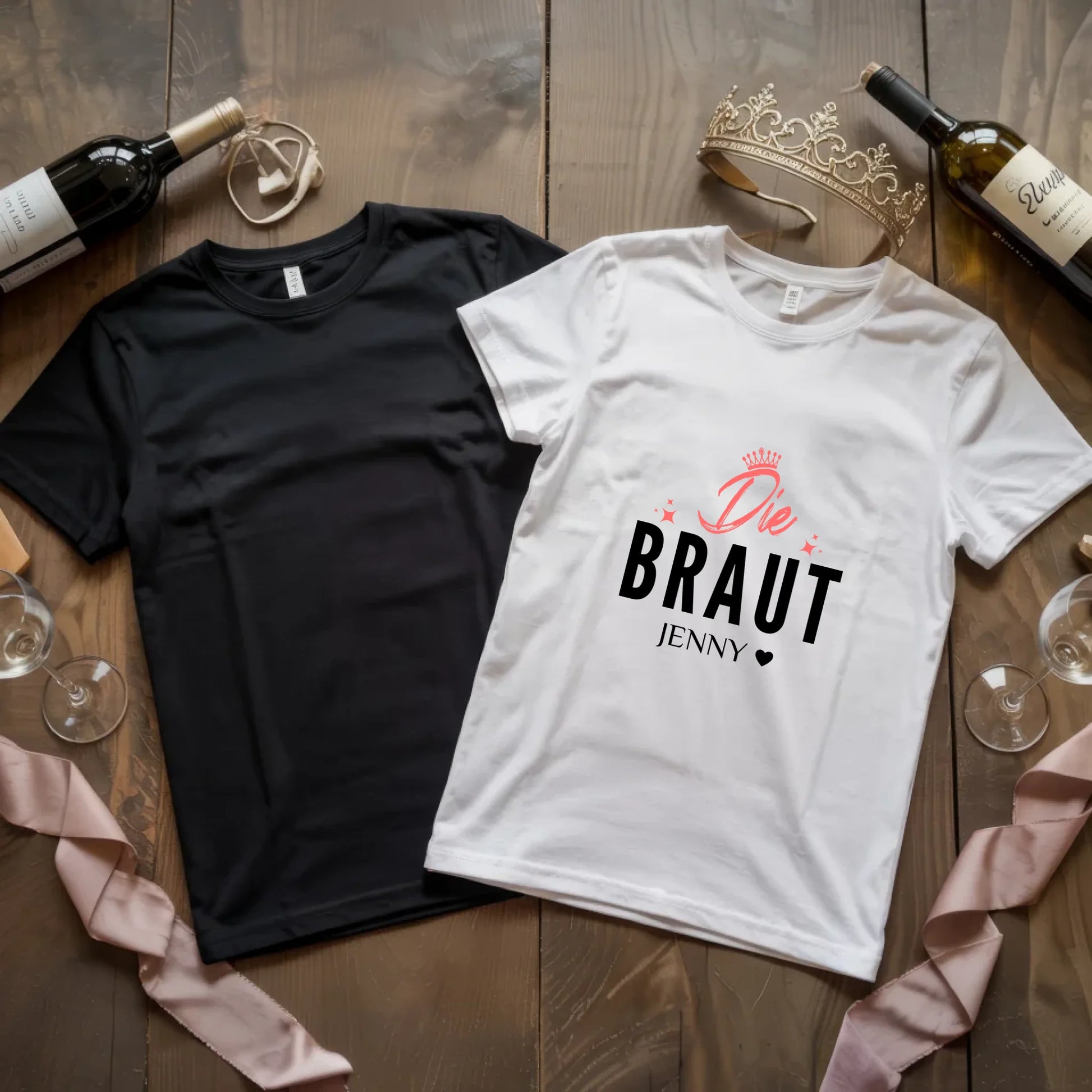 X.02.Schwarzes + Weißes T Shirt JGA Basic