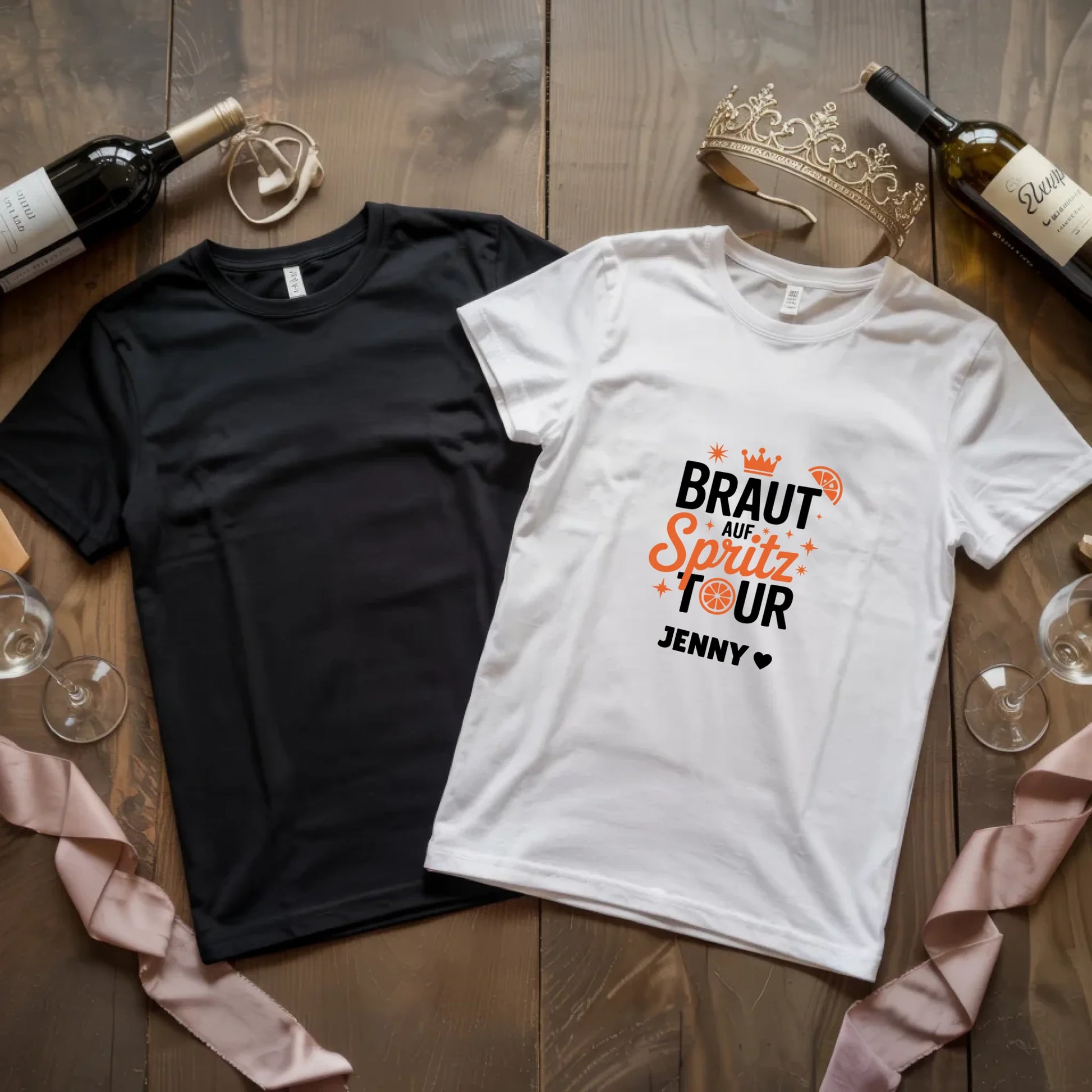 X.02.Schwarzes + Weißes T Shirt JGA Basic