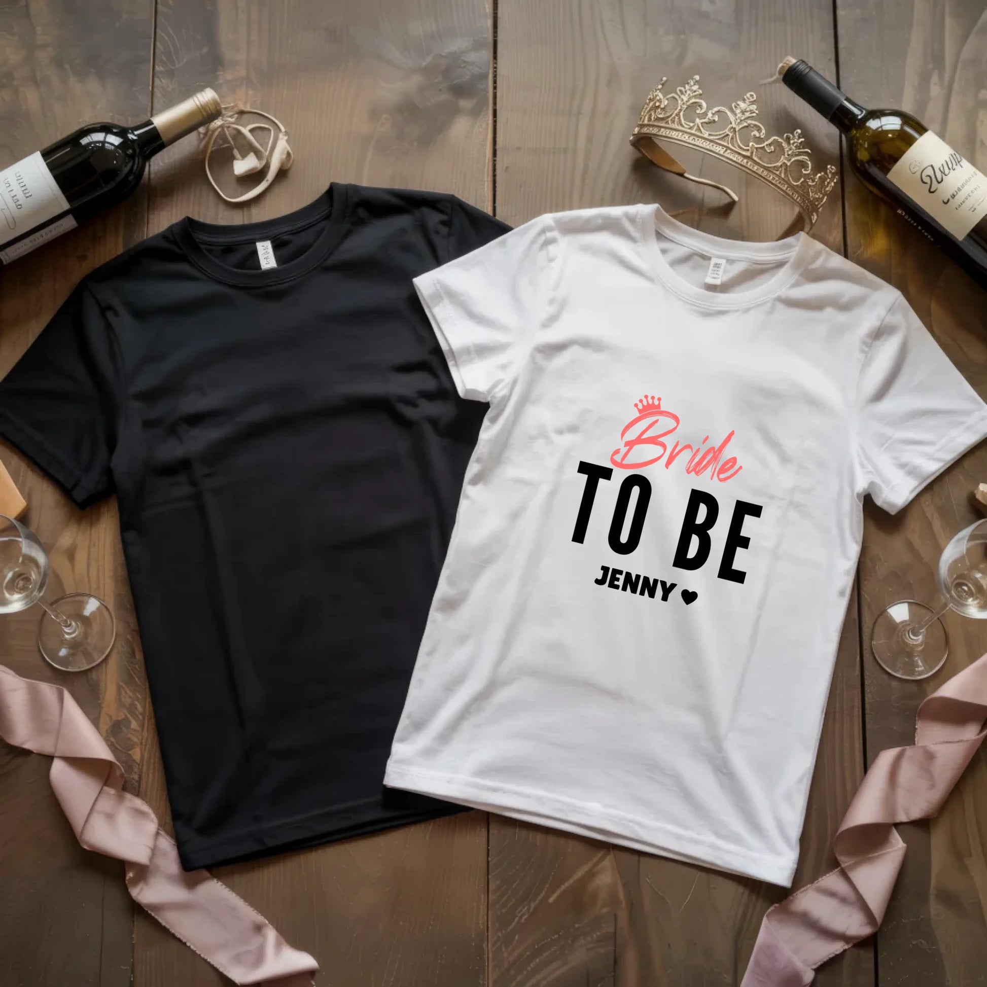 X.02.Schwarzes + Weißes T Shirt JGA Basic