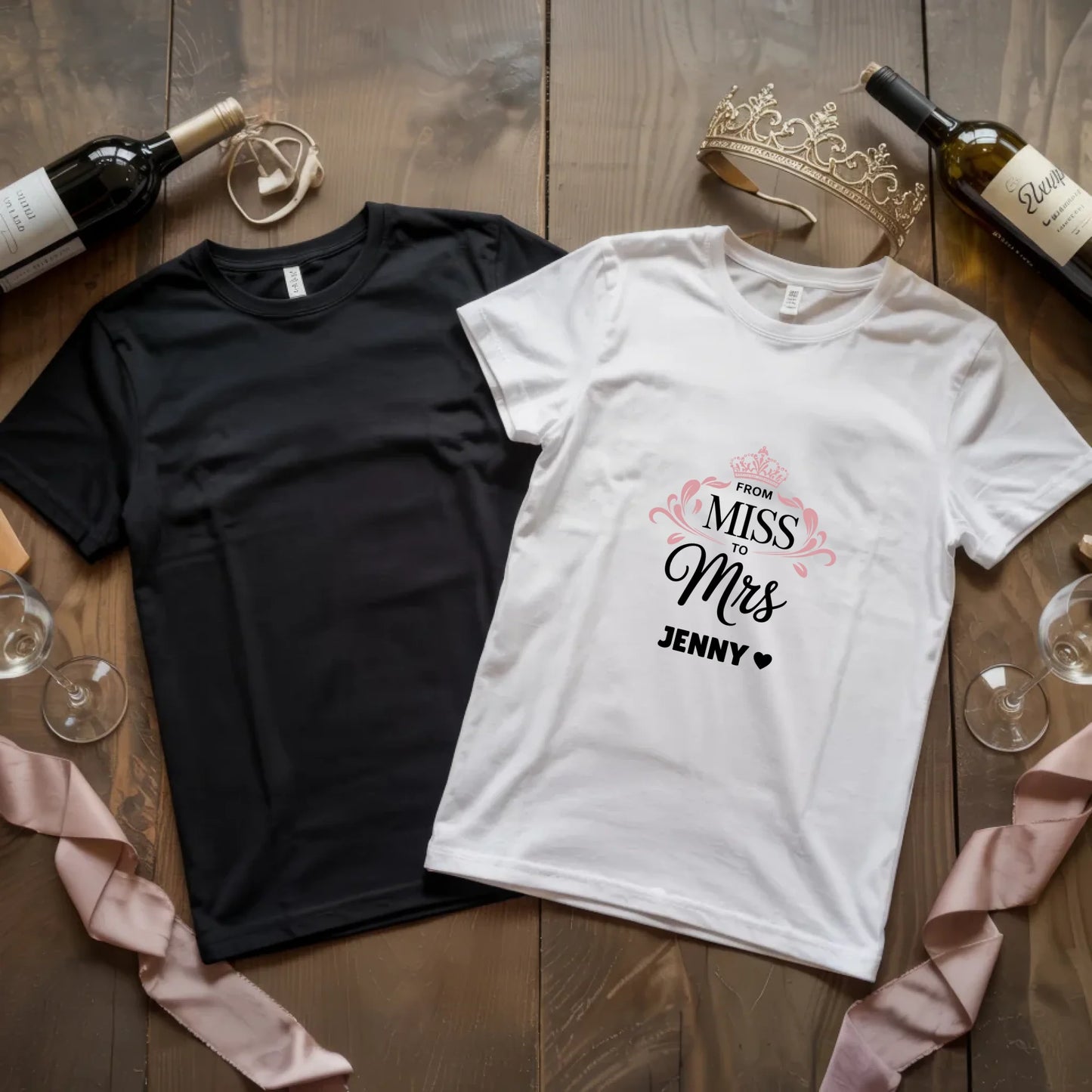 X.02.Schwarzes + Weißes T Shirt JGA Basic