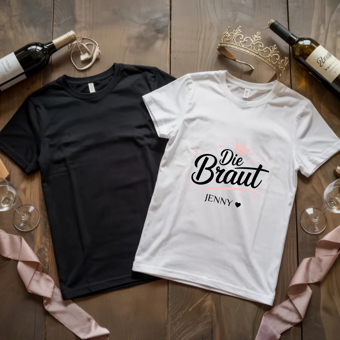 X.02.Schwarzes + Weißes T Shirt JGA Basic