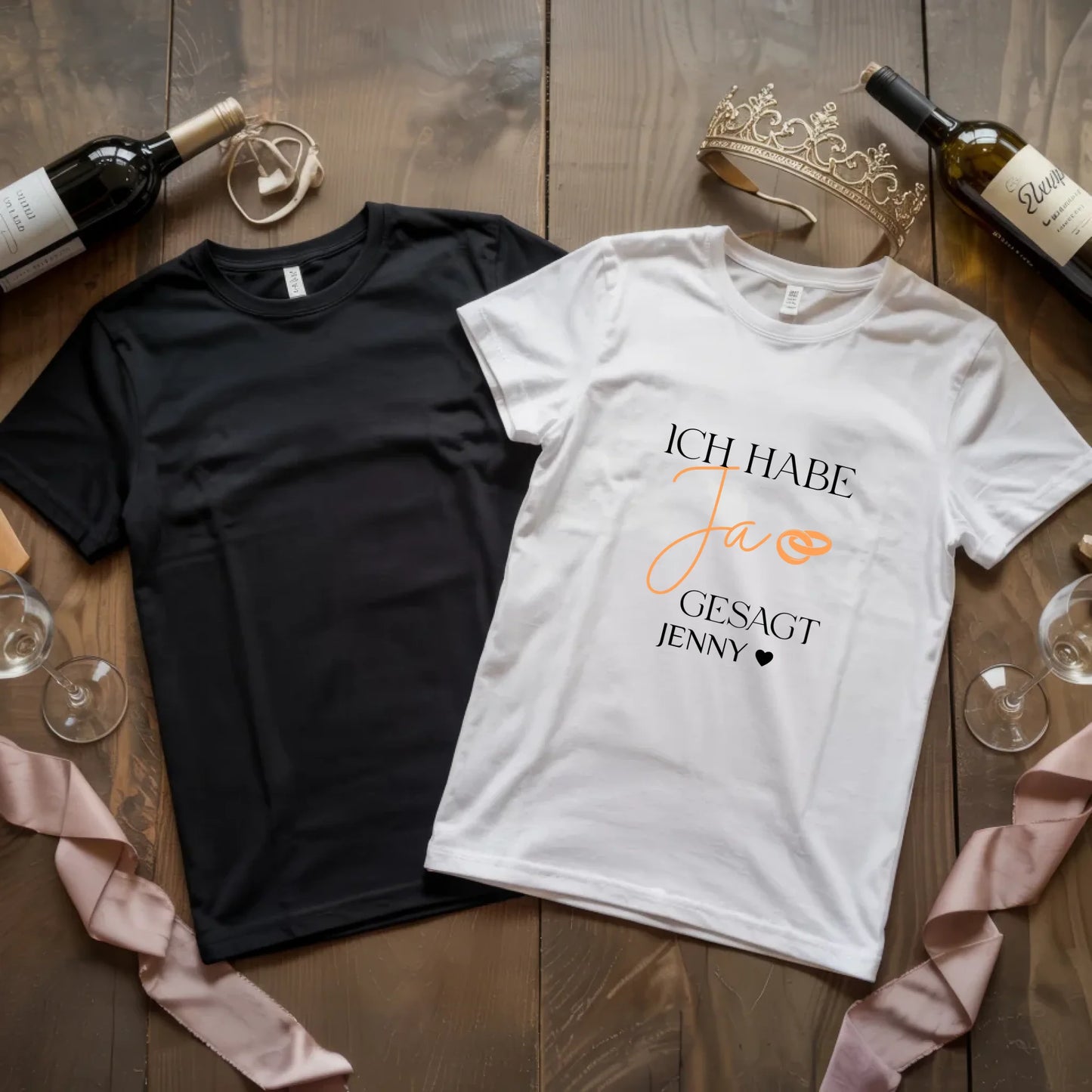 X.02.Schwarzes + Weißes T Shirt JGA Basic